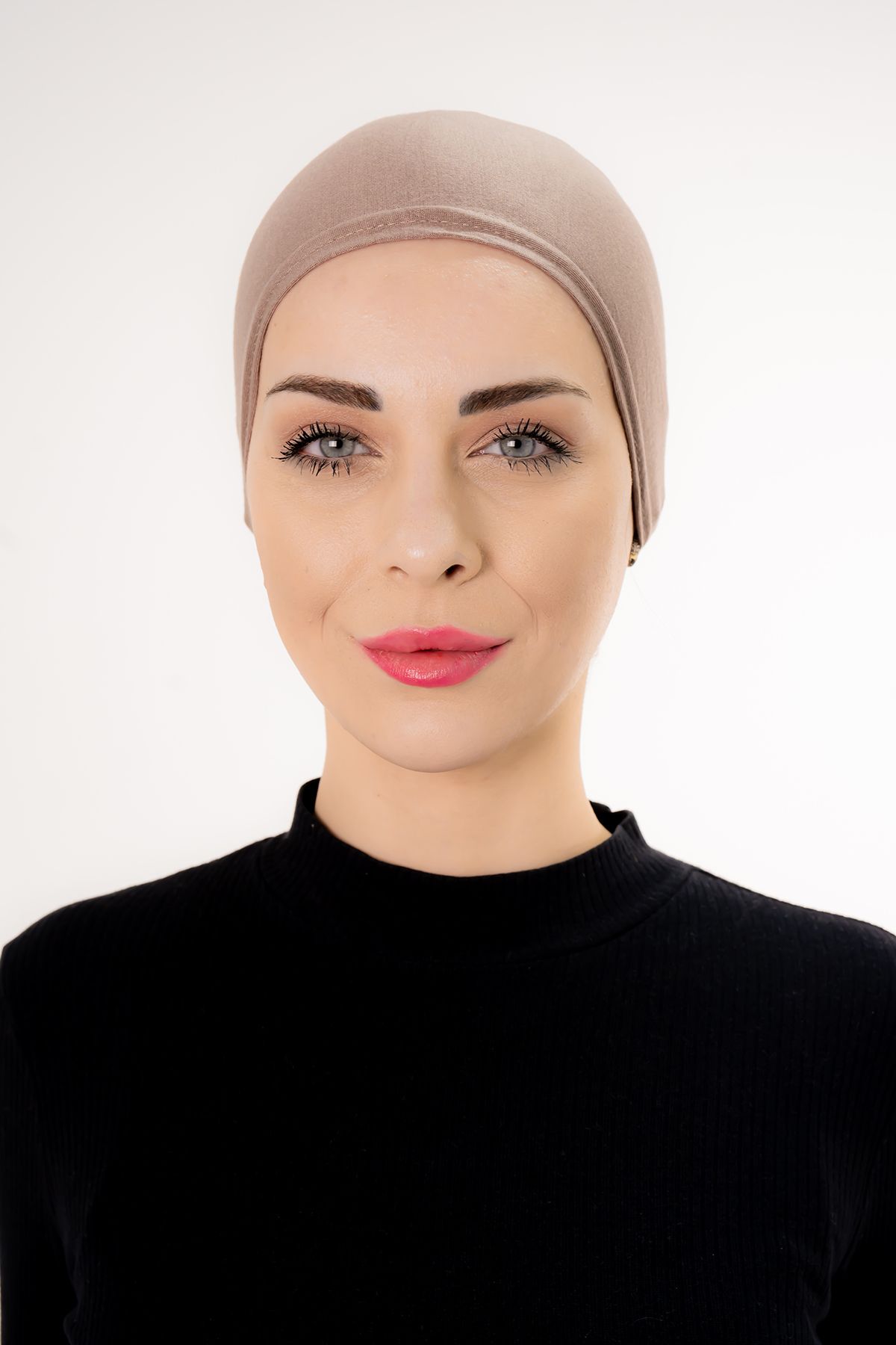 Şalcenneti.com Önü Dikişli Bağlamalı Vizon Rengi Bone
