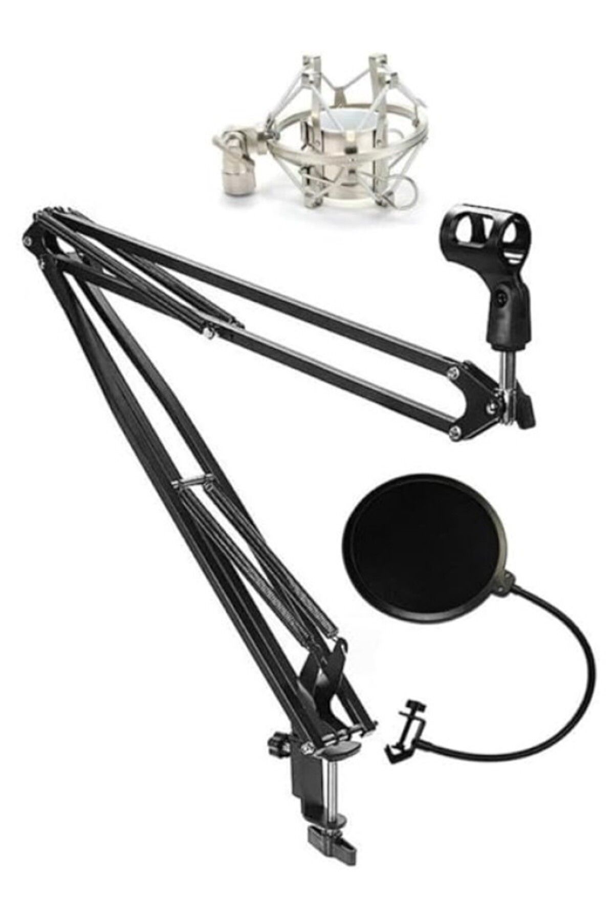 ShopZum Lastvoice Nb40 Mikrofon Standı + Pop Filter + Shock Mount (50X50 Büyük Boy)