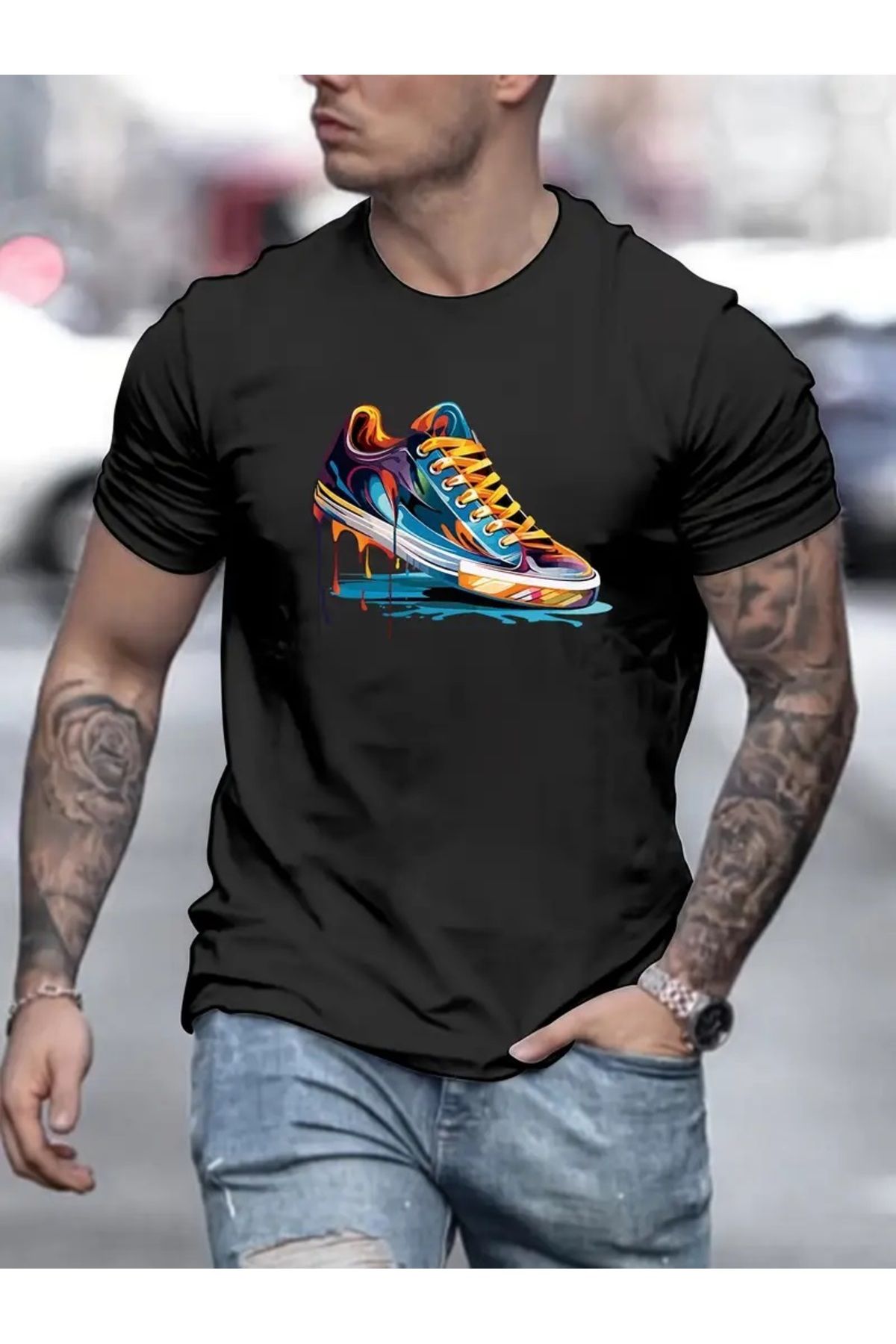 qubo sportswear & company qubo Unisex Oversize Baskılı Pamuklu Bisiklet Yaka Kısa Kollu SİYAH T-shirt