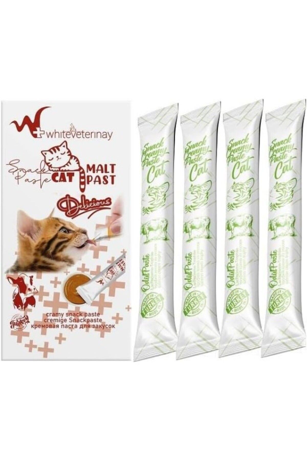 ShopZum W Whiteveterinay Cream Beef Snack Paste 4x15 gr (KEDİLER BİFTEKLİ SIVI ÖDÜL MAMASI)
