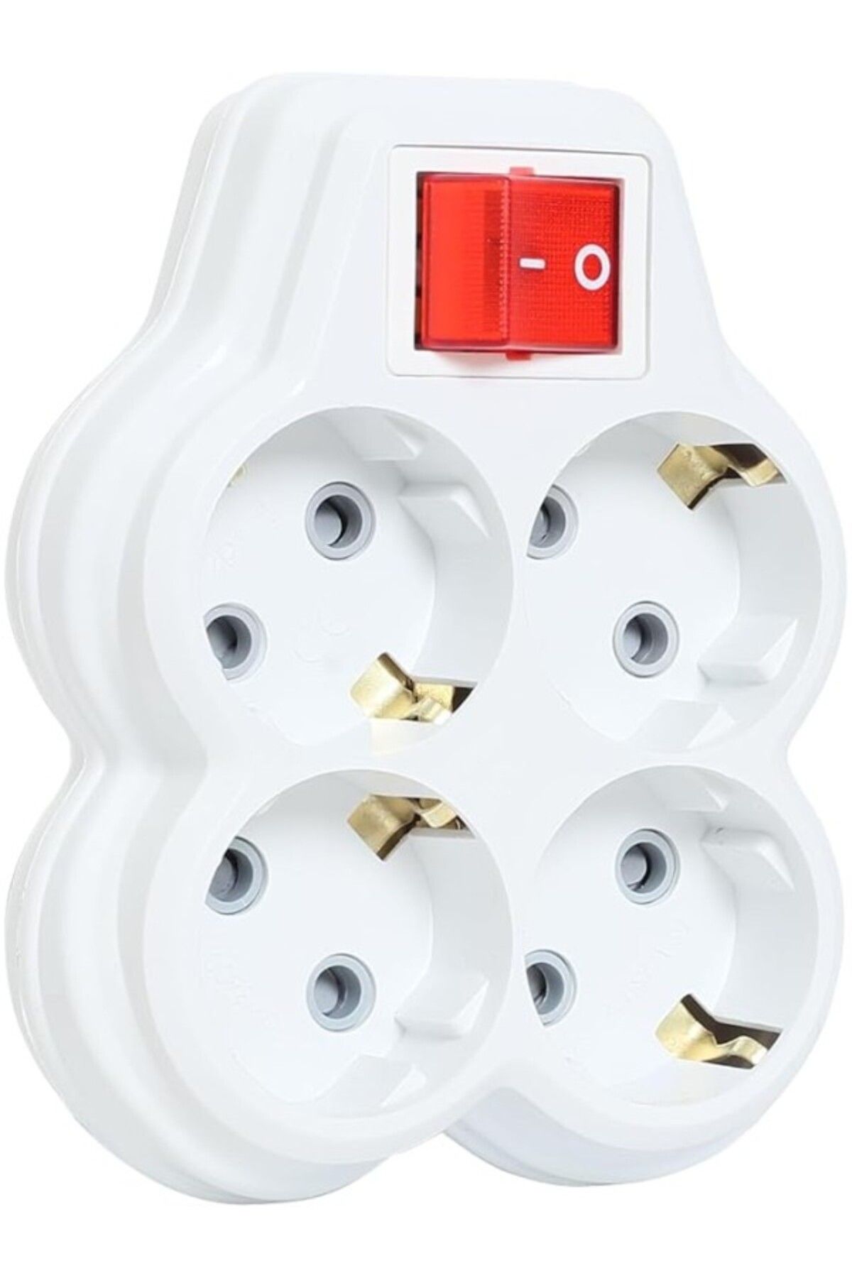 ShopZum Timsal 4Lü Anahtarlı Golyat, Dörtlü Topraklı Priz Korumalı Çoklayıcı Fiş, Beyaz Renk, 16A 250