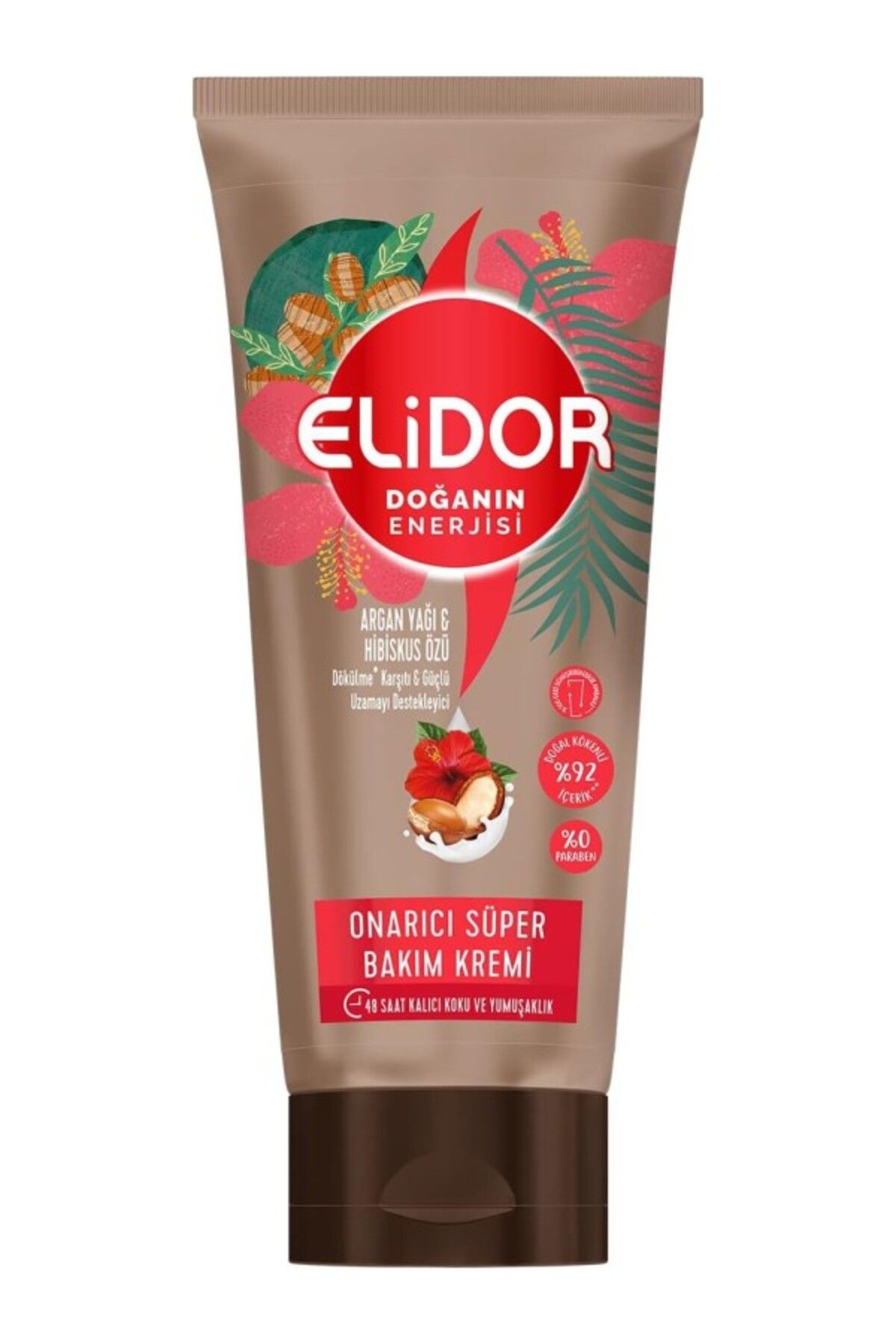 ShopZum Elidor Doğanın Enerjisi Onarıcı Süper Saç Bakım Kremi Argan Yağı Ve Hibiskus Özü Dökülme Karşıtı Ve