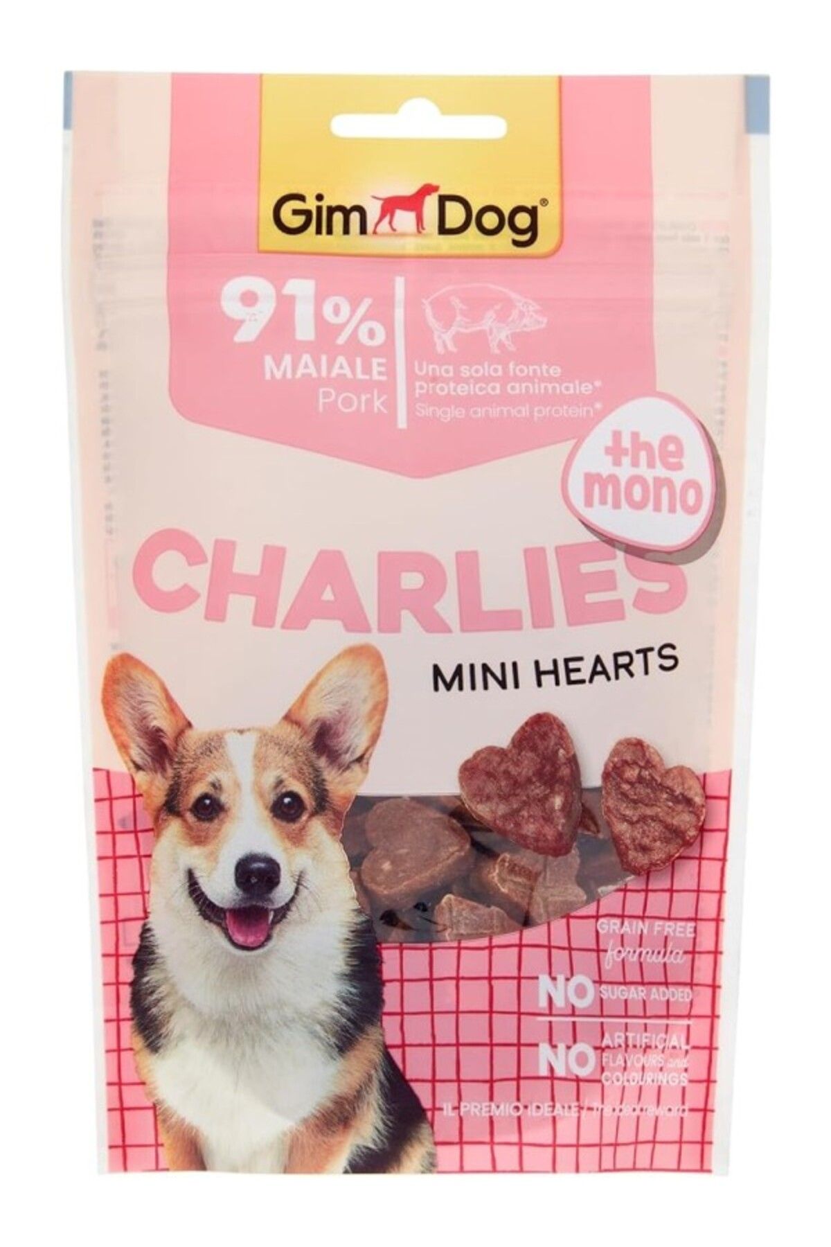 ShopZum Gimdog Charlies The Mono Mini Hearts Domuz Etli Köpek Ödül Maması 70Gr