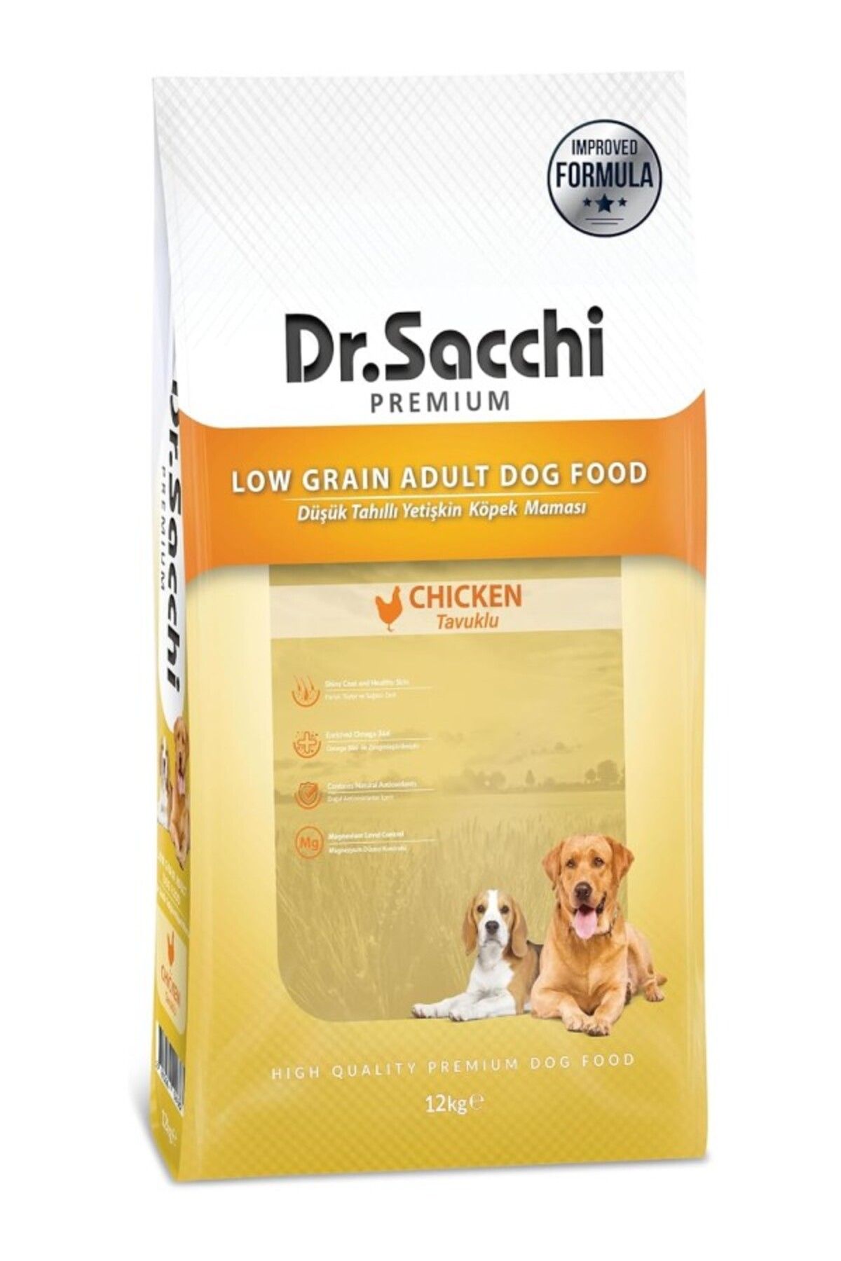 ShopZum Dr.Sacchi Düşük Tahıllı Tavuklu Yetişkin Köpek Maması 12Kg