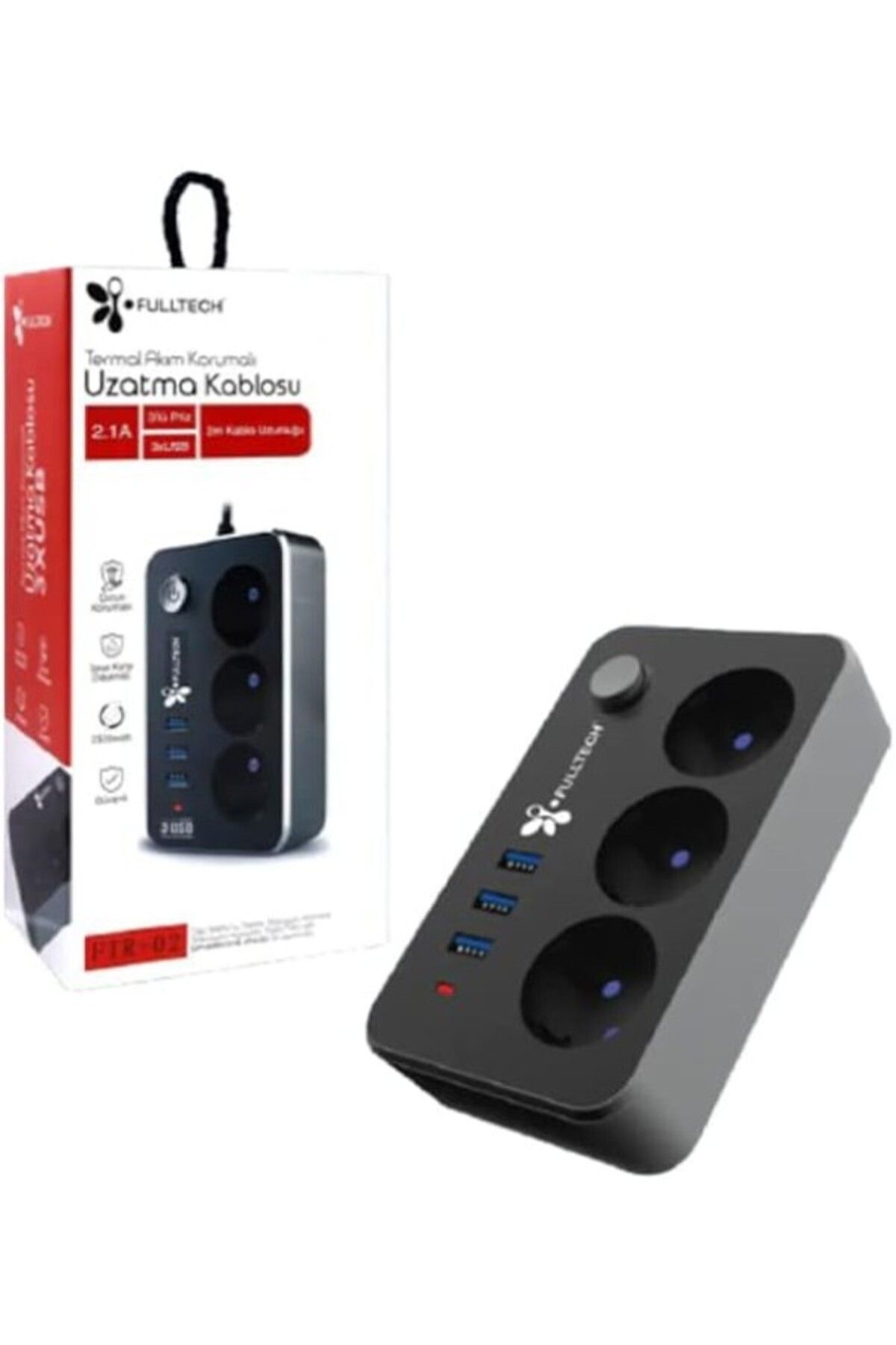 ShopZum Nekuba Termal Akım Korumalı 3&Apos;Lü Priz 3 X Usb Grup Uzatma 2Mt Kablo Uzunluğu