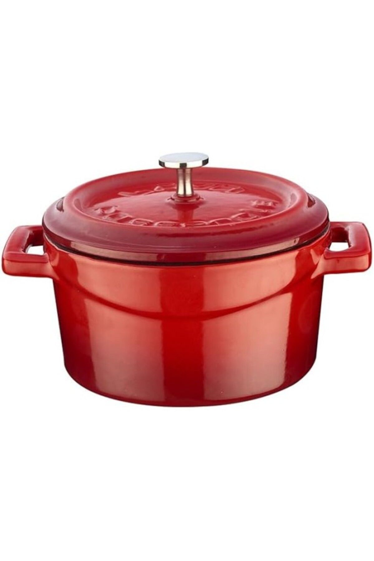 ShopZum Lava Metal Döküm Mini Tencere, 10 Cm, 0.35 L Hacim, Kırmızı