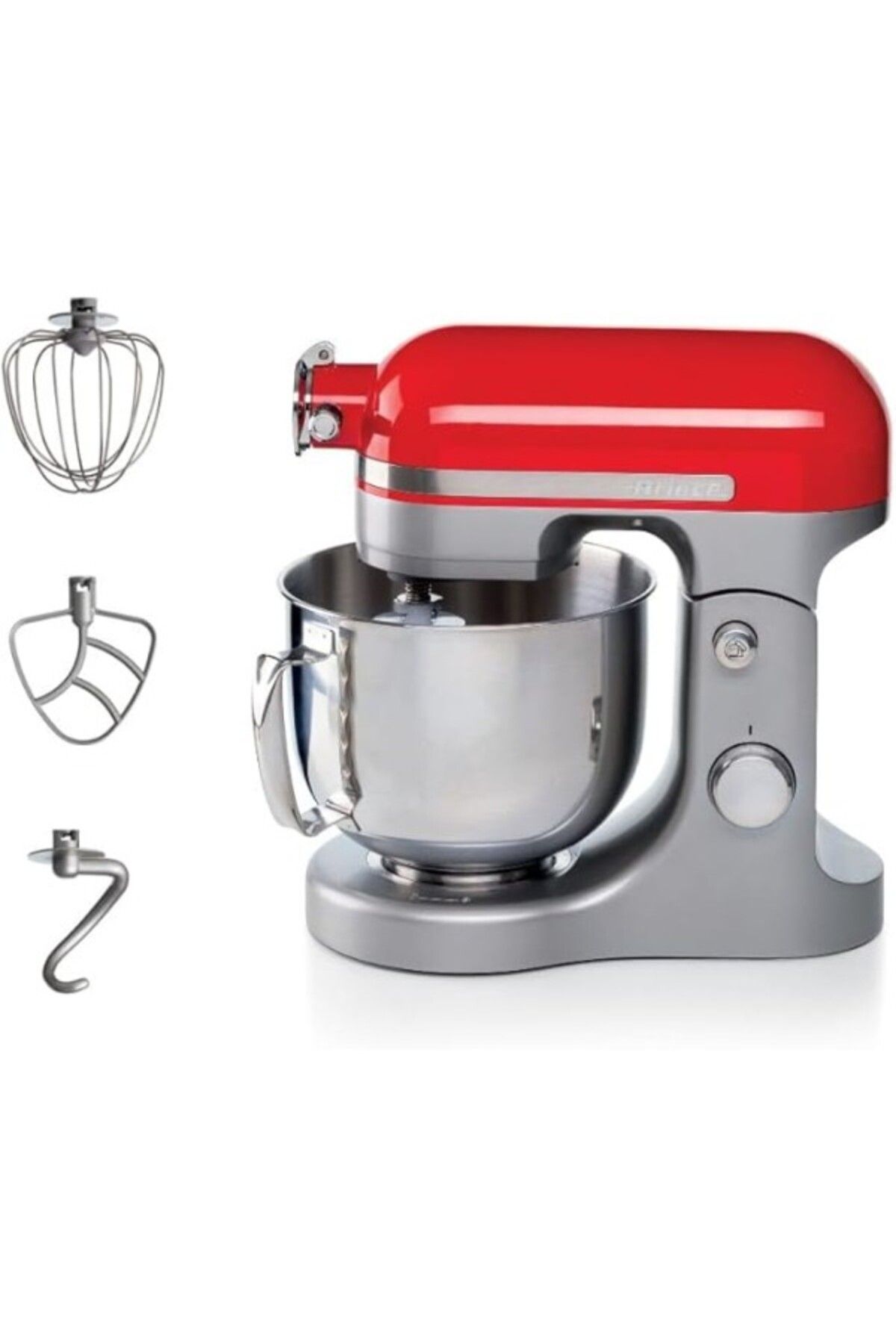 ShopZum Ariete Moderna Mutfak Şefi Kırmızı Gri 1589/00 - Döküm Gövde, Planet Mikser Yoğurma Makinesi, 1600