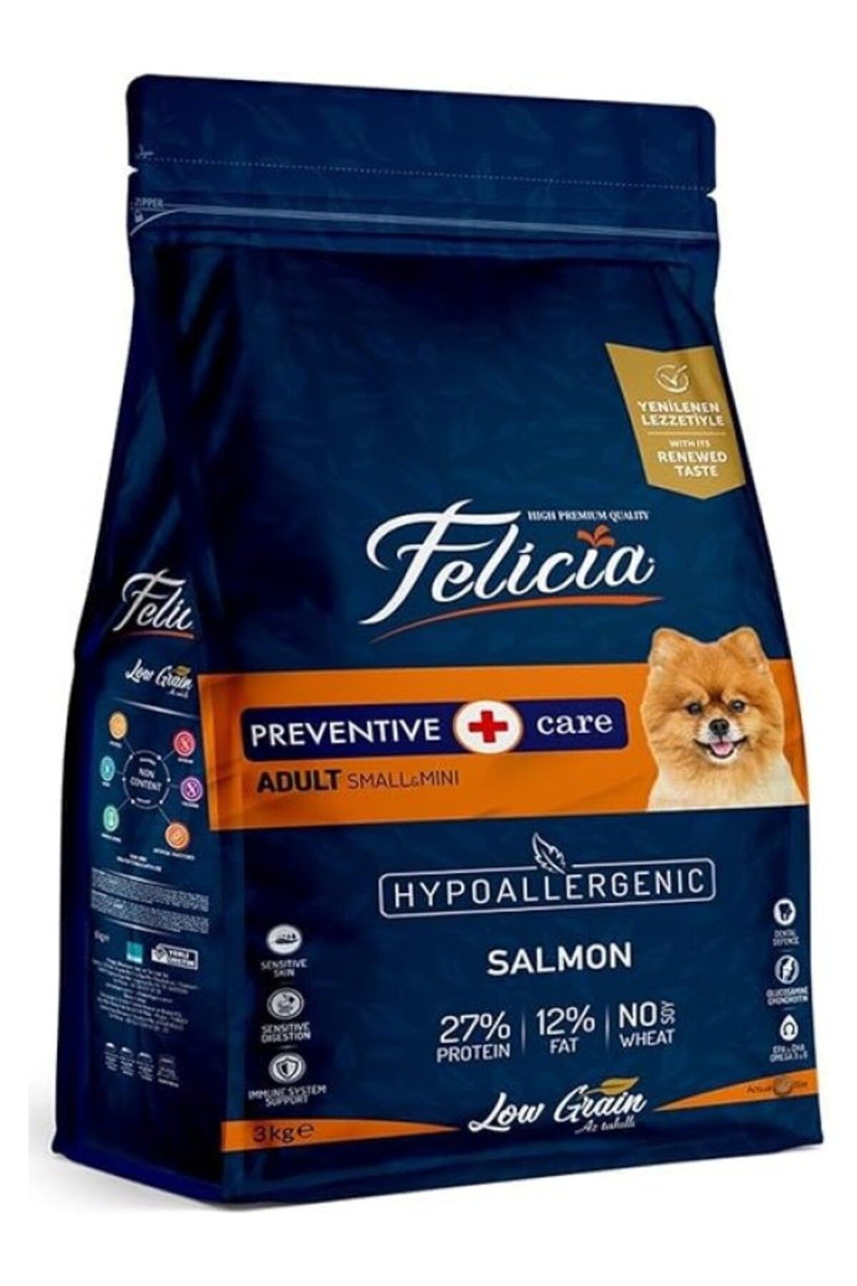 ShopZum Felicia Az Tahıllı 3 Kg Yetişkin Somonlu Small/Mini Hypoallergenic Köpek Maması