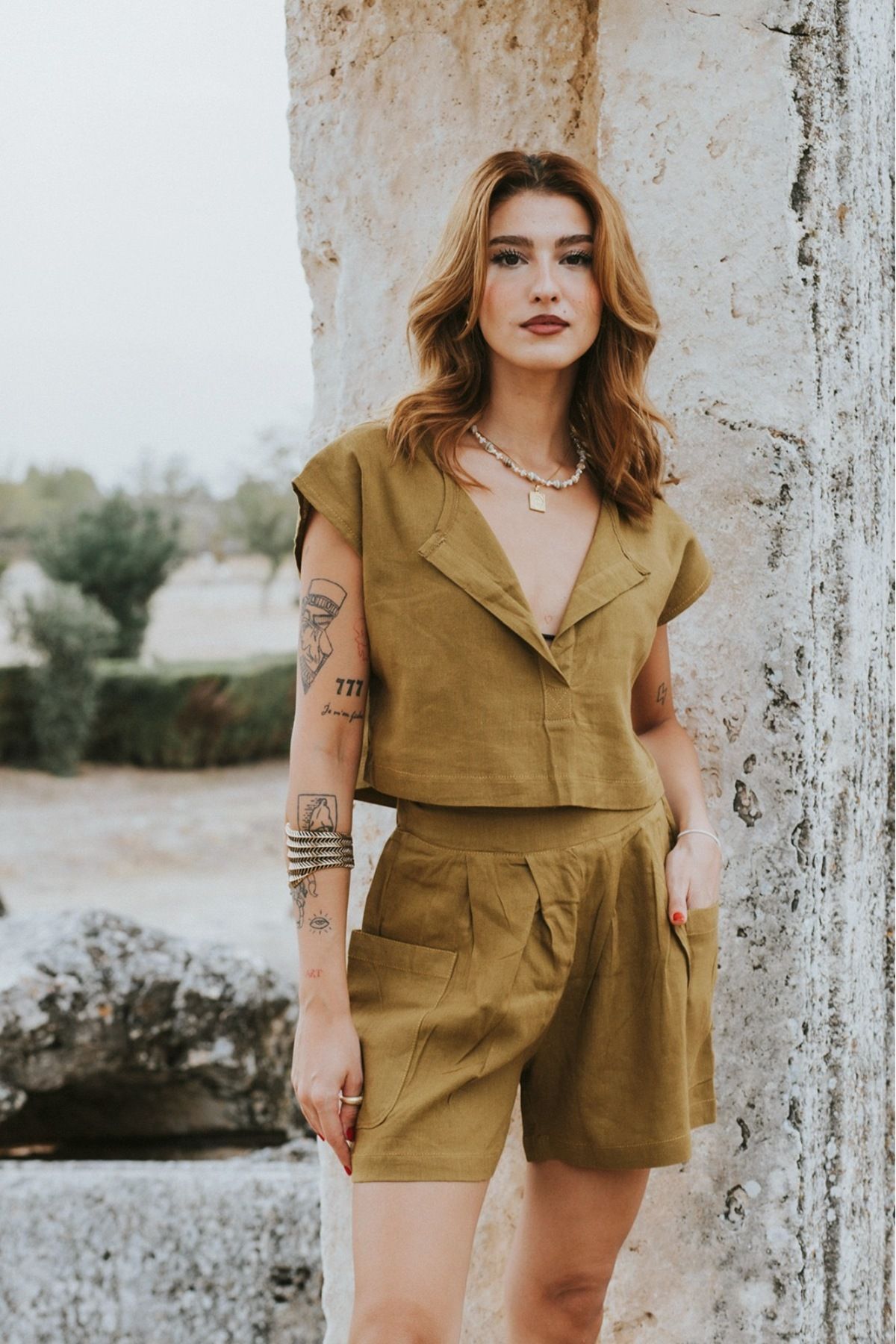 Cosibello Home Lara Şortlu Kadın Keten Takım