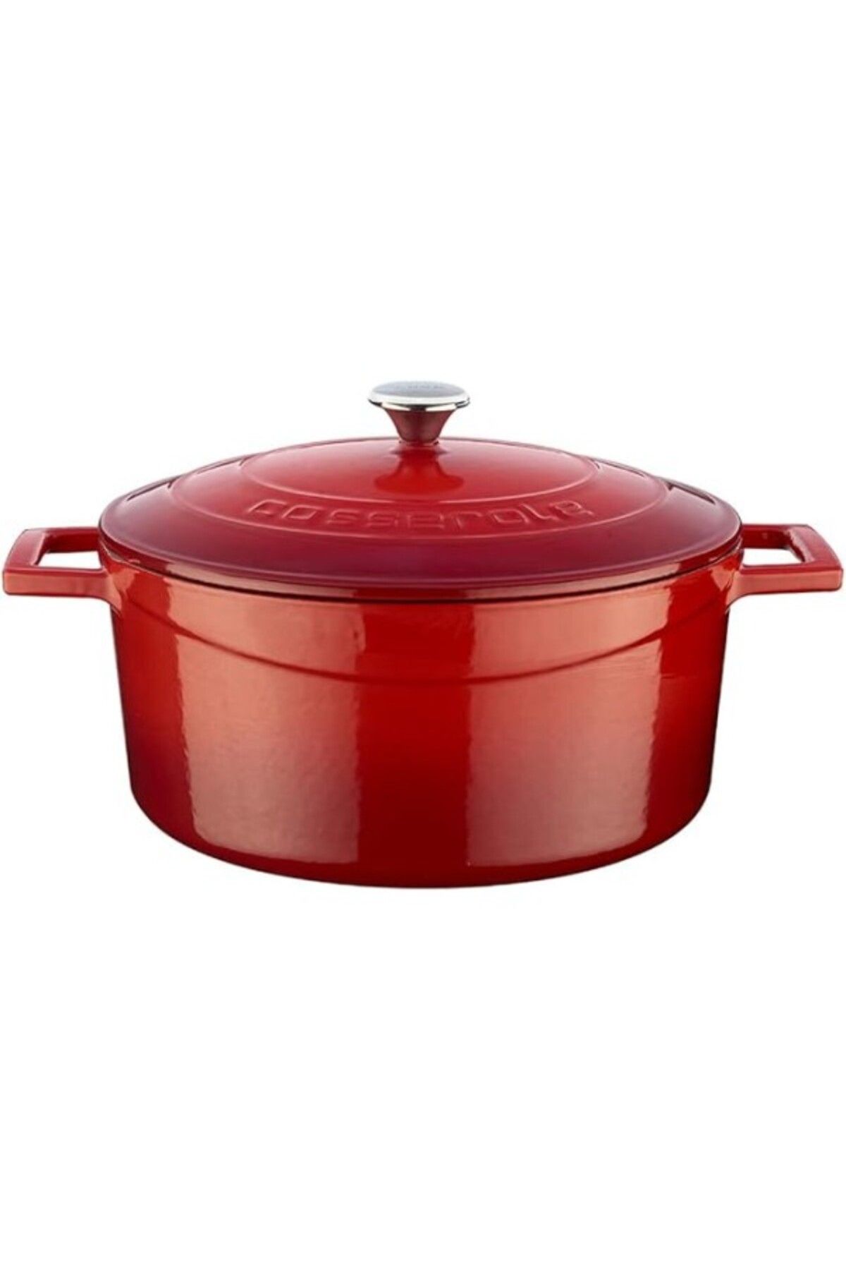 ShopZum Lava Metal Döküm Yuvarlak Tencere, 24 Cm, Kırmızı
