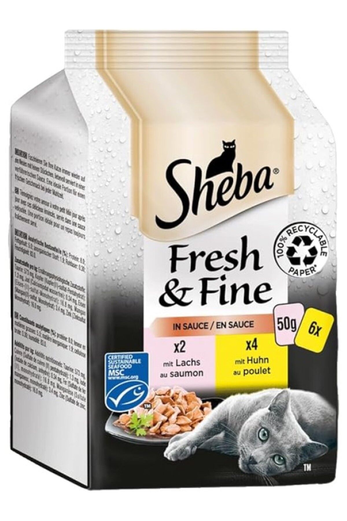 ShopZum Sheba Yetişkin Fresh &Amp; Fine Lezzetli Et Koleksiyonu Somonlu Ve Tavuklu Yaş 300 Gram