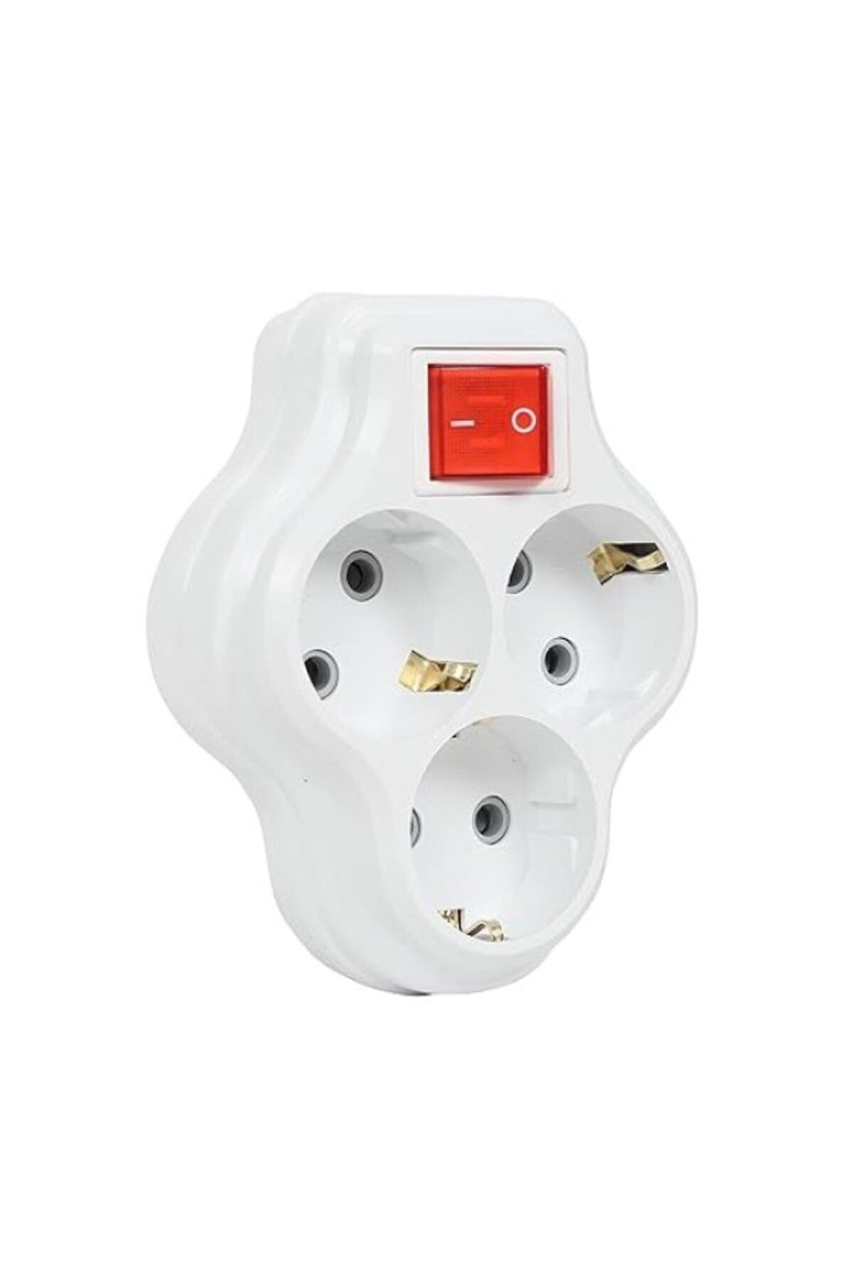 ShopZum Timsal 3lü Anahtarlı Golyat, Üçlü Topraklı Priz Duvar Tipi Çoklayıcı Fiş, 16a 250 Volt, Max 3600