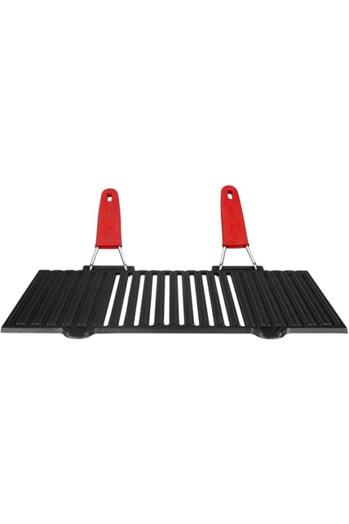 ShopZum Lava Metal Döküm Mangal Izgarası, Çift Silikon Kulplu, 40 X 25 X 0.7 Cm