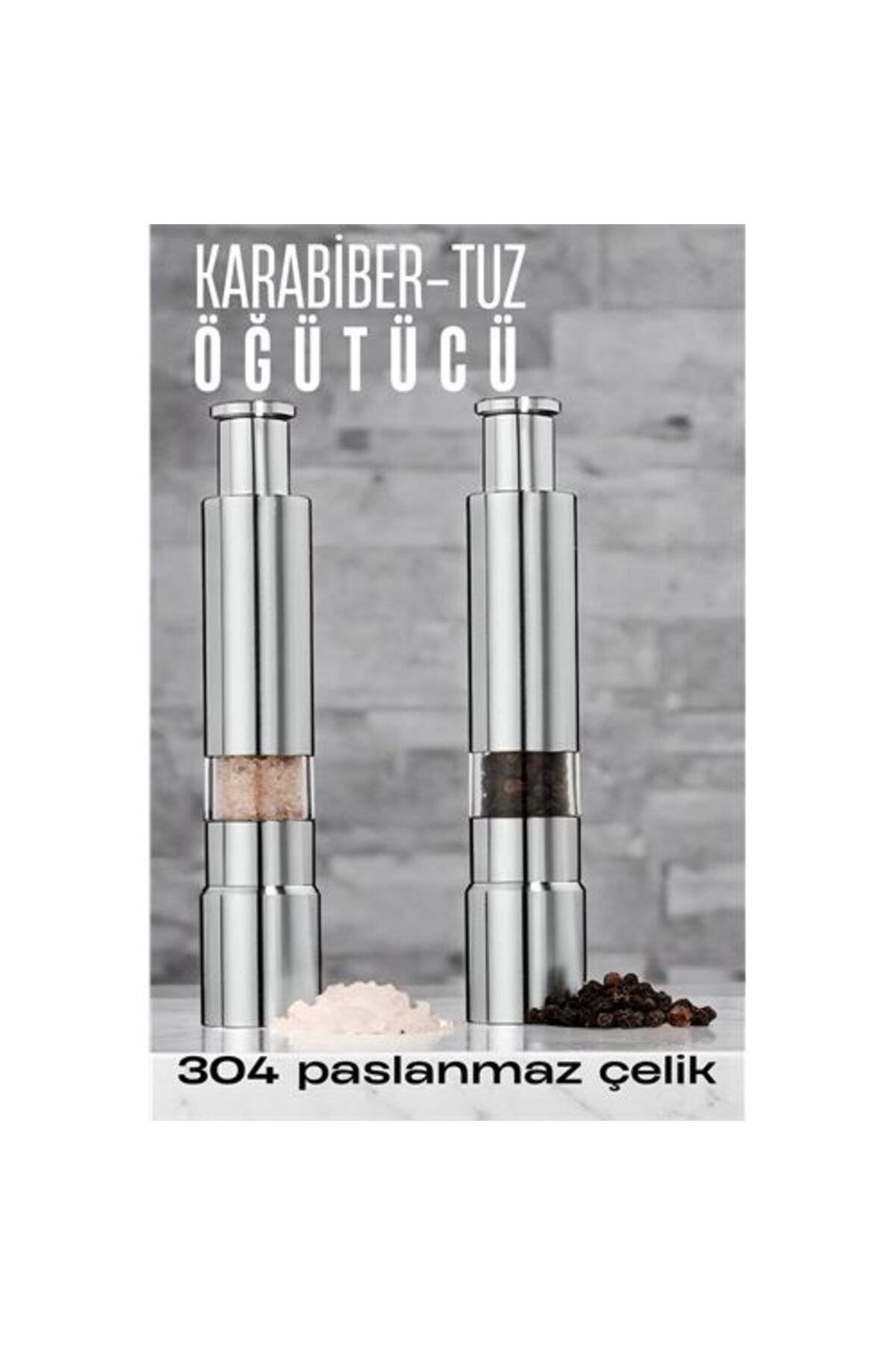 Store Engithalat 2 li Karabiber Tuz Öğütücü Profesyonel 304 Paslanmaz Çelik Manuel Baharat Değirmeni
