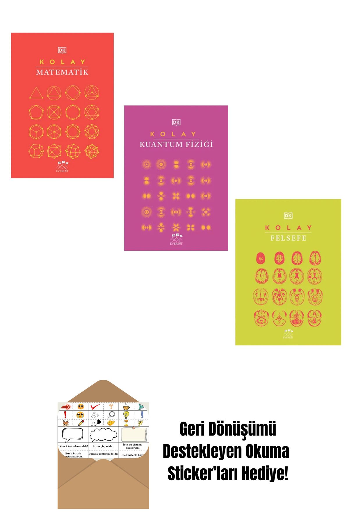 Everest Yayınları Kolay Matematik - Kolay Kuantum Fiziği - Kolay Felsefe - 3 Kitap Set + Okuma Sticker'ları