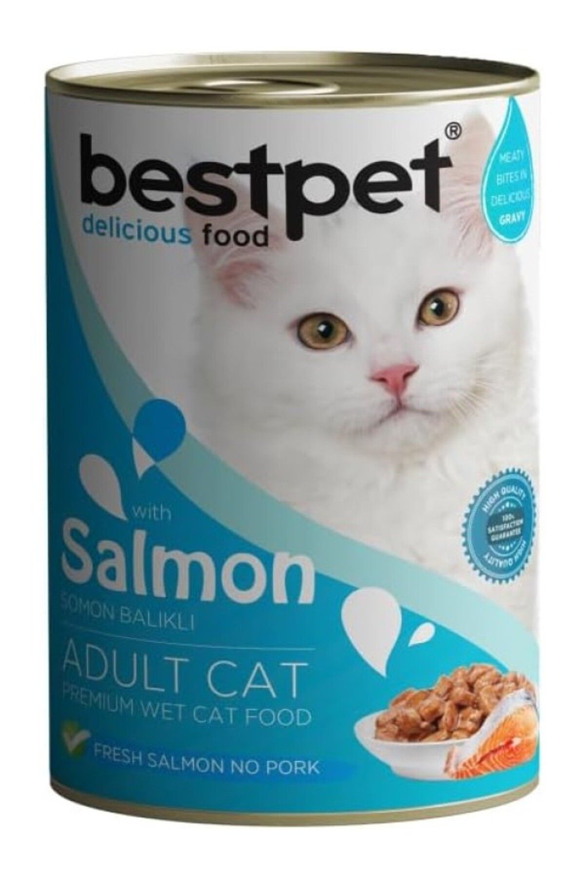 ShopZum Bestpet Yetişkin Kediler İçin, Taze Somon Parça Etli Ve Soslu Yaş Mama, 400 G