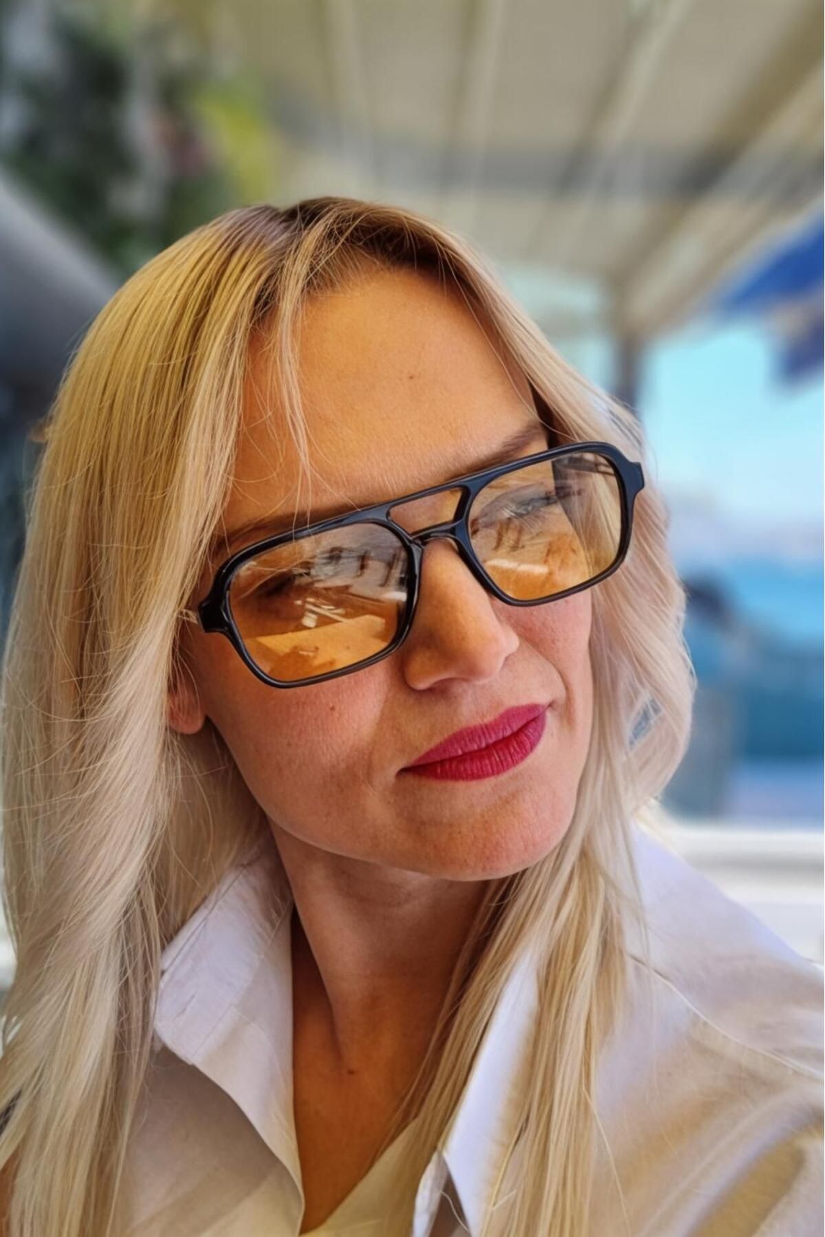 Uniquetrenders Unisex Sidney Dikdörtgen Retro Model Güneş Gözlüğü