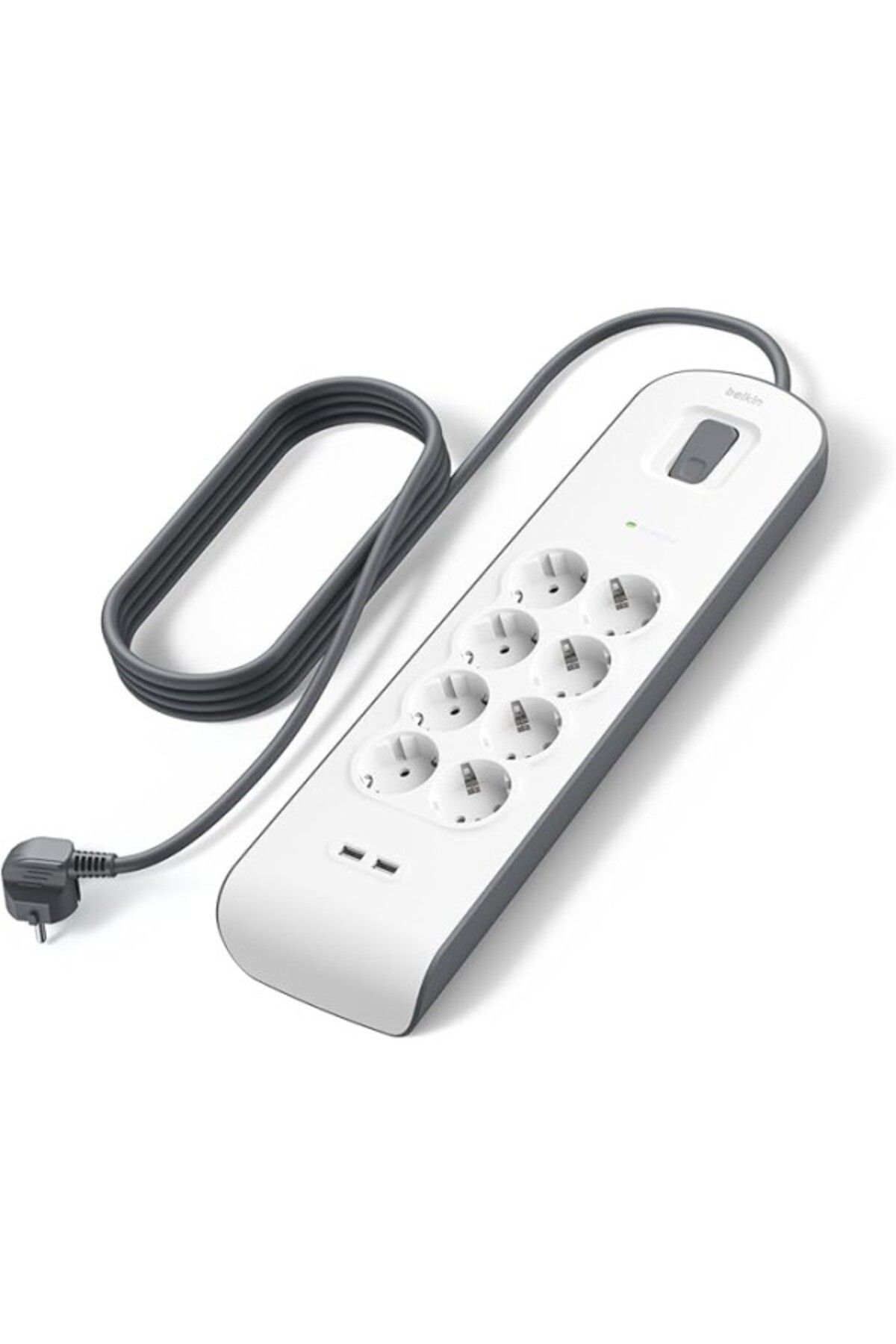 ShopZum Belkin Bsv804vf2m Akım Korumalı Uzatma Priz,8 Çıkışlı Priz,2,4a Çıkışlı Iki (2) Adet Usb Bağlantı