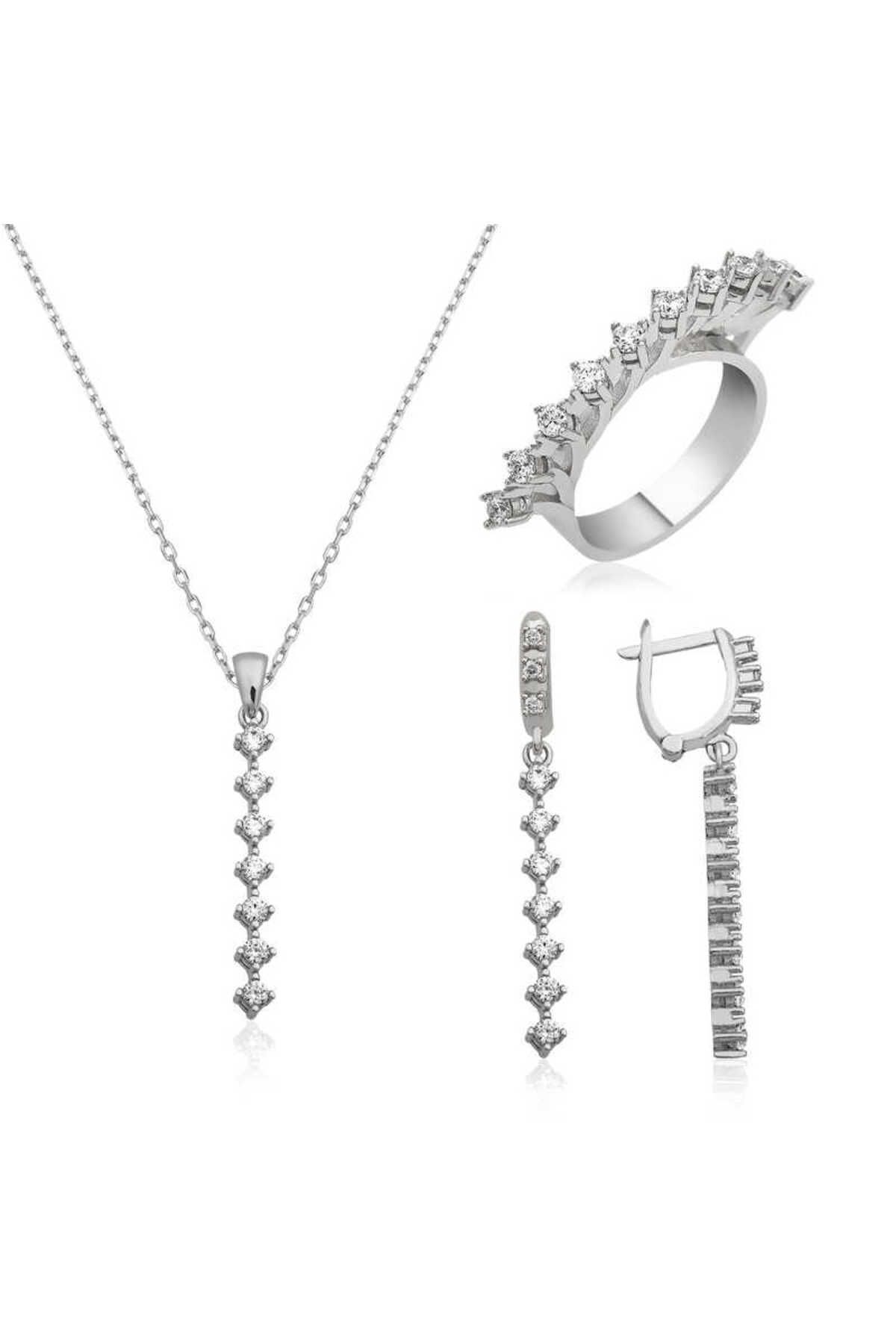 norsary Gümüş Sıra Taşlı Set