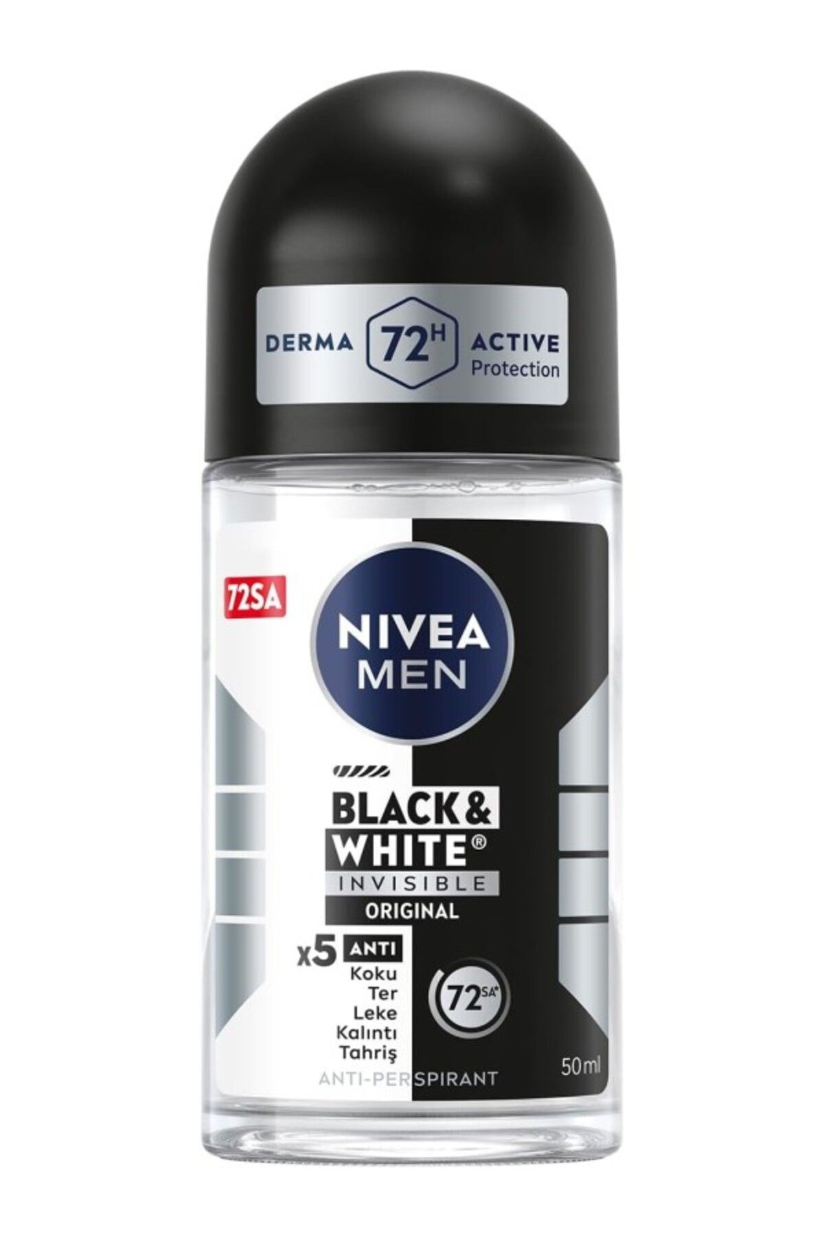 ShopZum Men Erkek Roll On Deodorant Black &Amp; White Invisible Original 50 Ml, 72 Saat Anti-Perspirant
