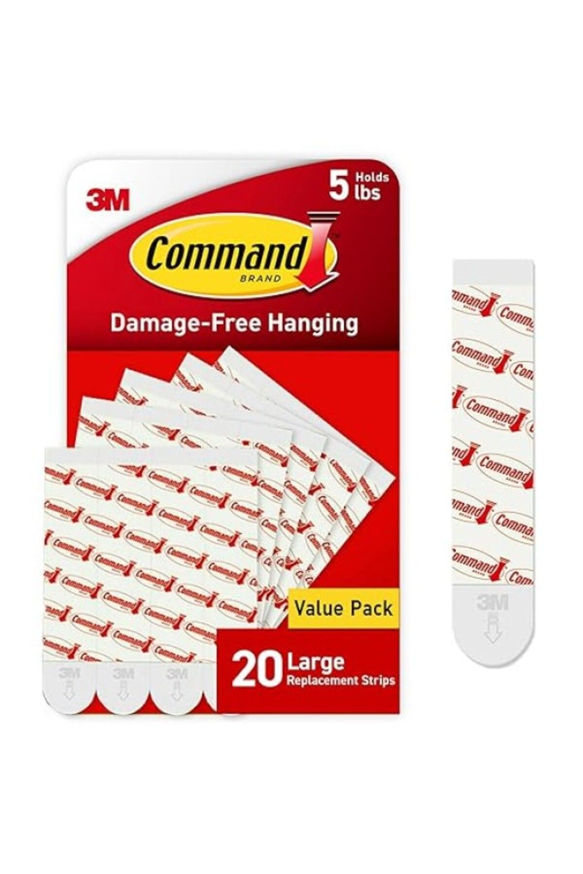 ShopZum Command Büyük Yedek Yapışkan Şeritler, Büyük Iç Duvar Kancaları Için Hasarsız Asılı Duvar Yapışkan