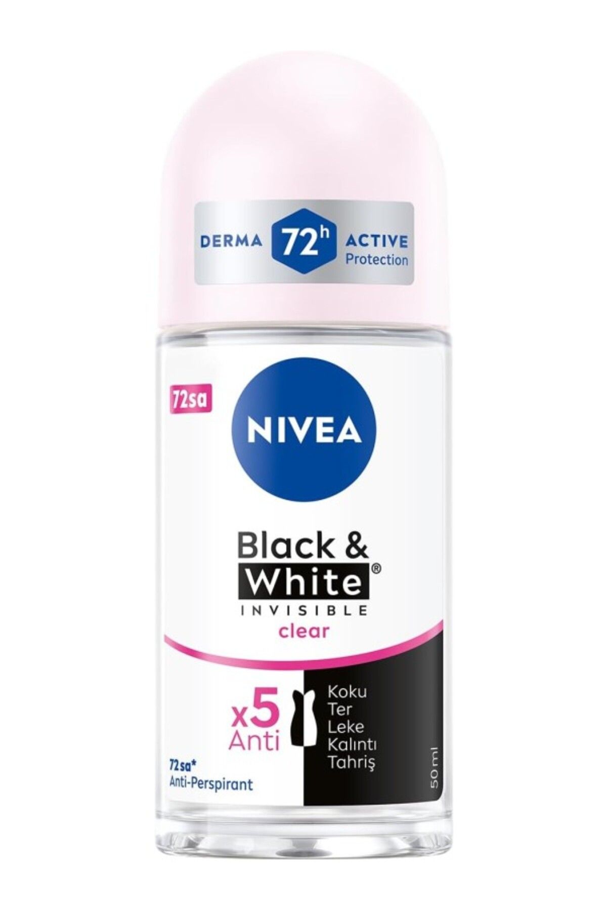 ShopZum Kadın Roll On Deodorant Black &Amp; White Invisible Clear 72 Saat Anti-Perspirant Koruma (50 Ml)