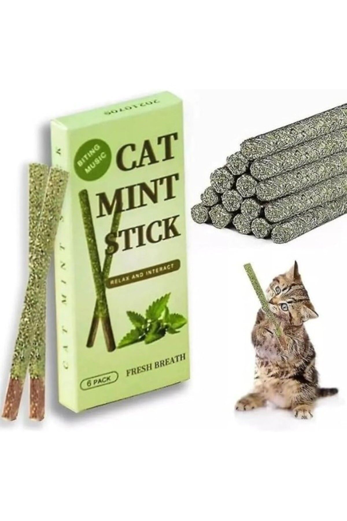 ShopZum 6 Adet Doğal Meyve Aromalı Matatabi Çubuğu Catnip Stick Catnip Dalı Mint Stick