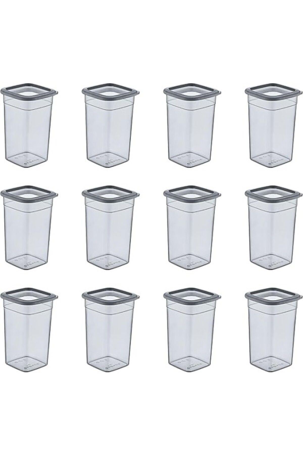 ShopZum Smartware 12&apos;li Set Skali Kare Saklama Kabı Antrasit 1440 ml
