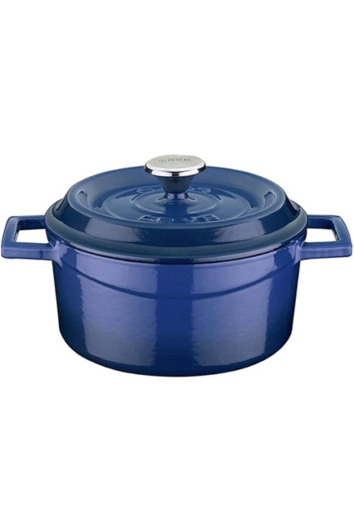 ShopZum Lava Döküm Yuvarlak Tencere, Trendy, 16cm, Mavi