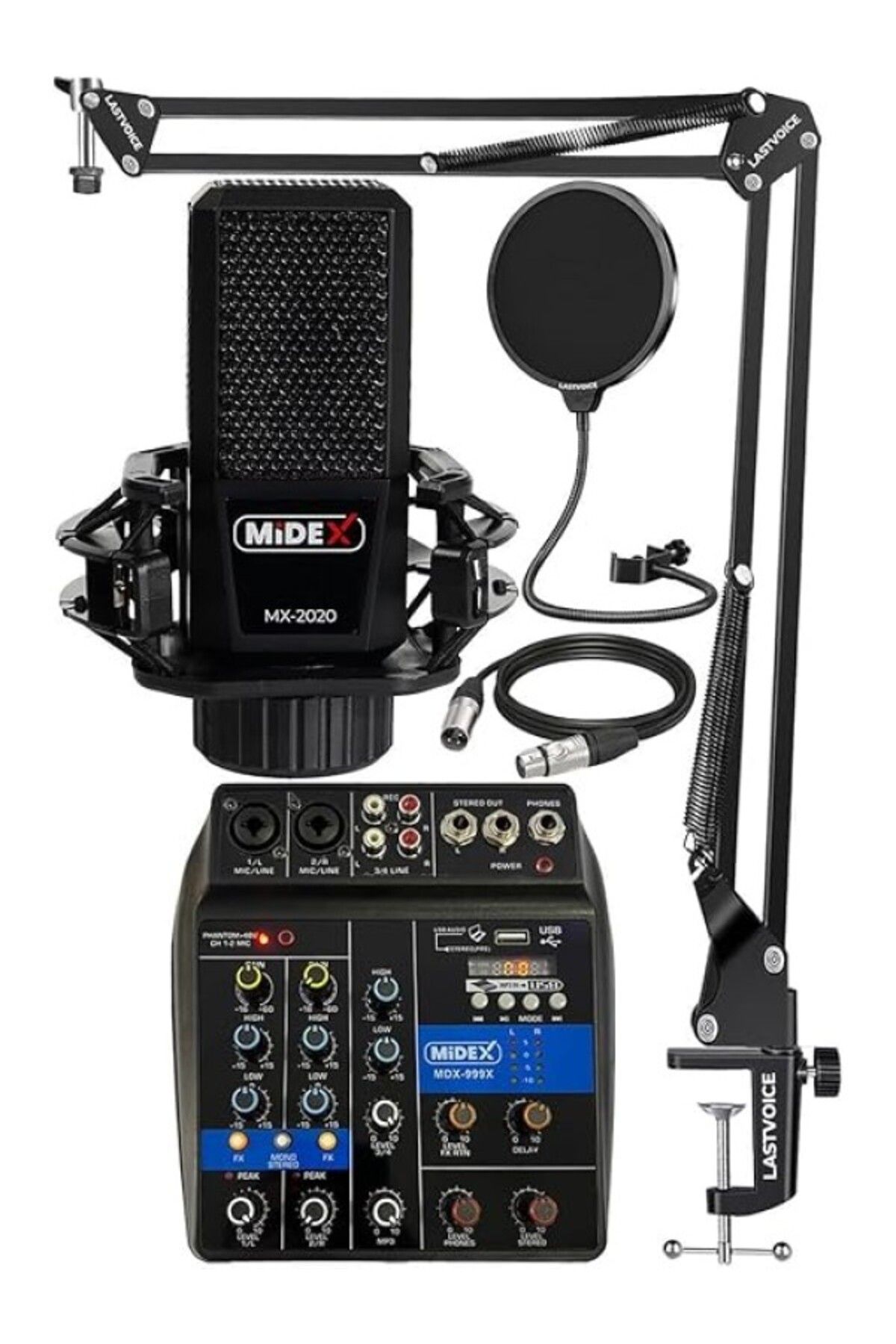 ShopZum Midex Mx-2020 Solo Mix Condenser Mikrofon Ve Kayıt Mixer Seti