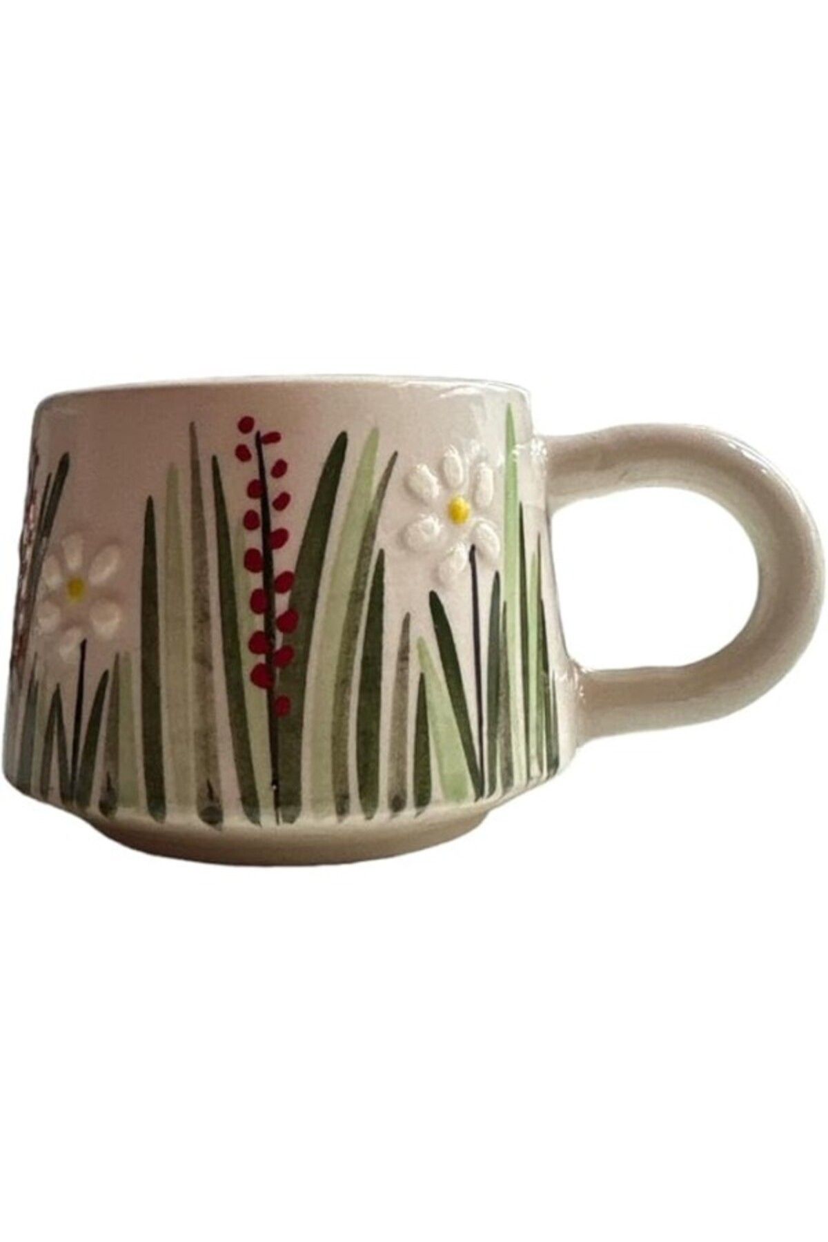 ShopZum El Yapımı Seramik Mug Kupa, 200 Ml, Özel Kabartmalı, Iznik Sanatının Muhteşem Örneği, Evinize Sanat