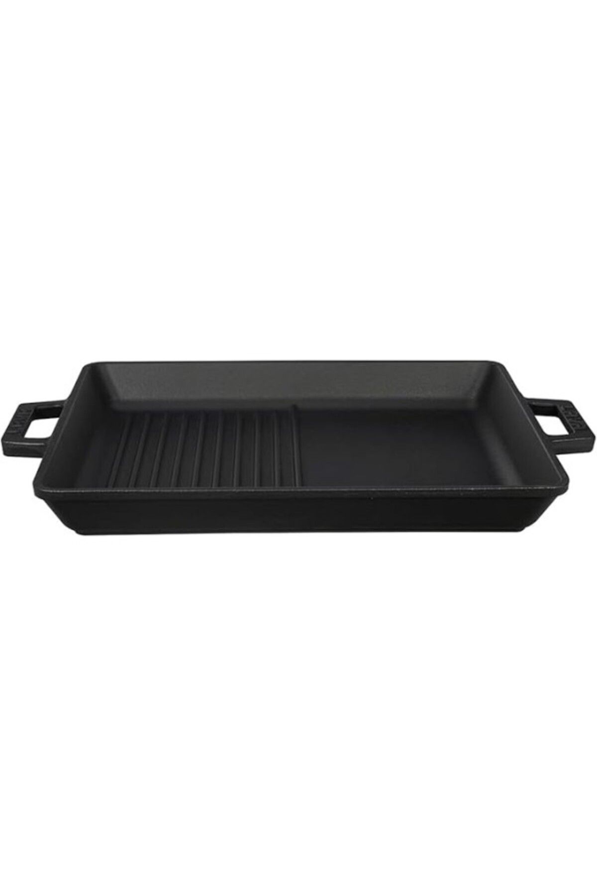 ShopZum Metal Döküm Izgara Tava, Metal Kulplu, 26X32Cm, Siyah