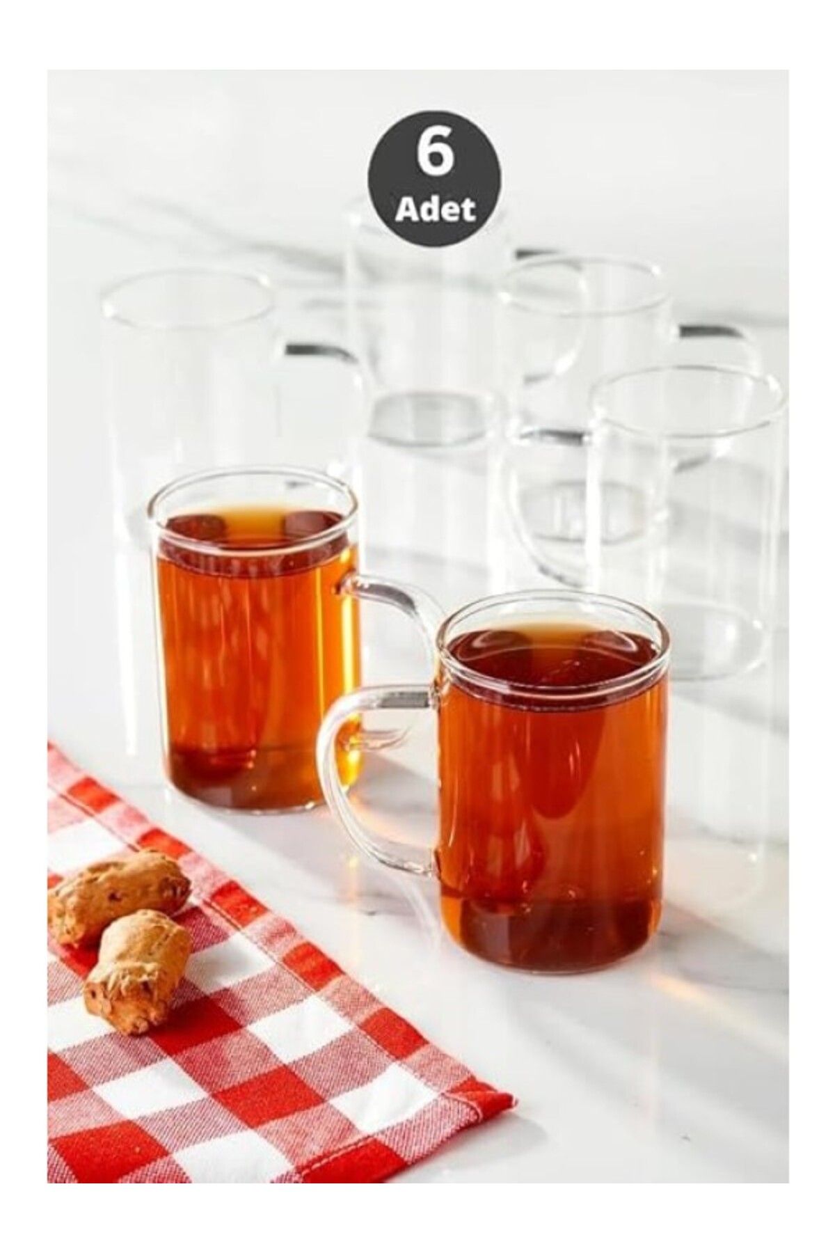 ShopZum Mithra Life 6 Lı Ateşe Dayanıklı Cam 200 Ml Kupa Bardak Mit1015