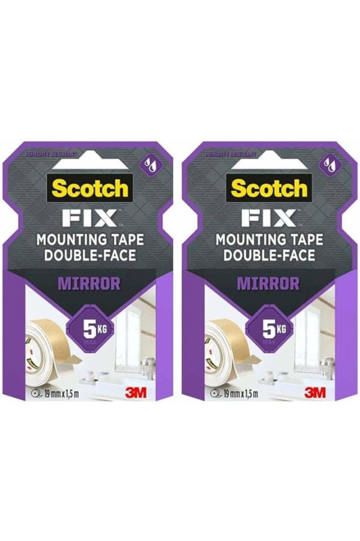 ShopZum Scotch Ayna Montaj Bandı 19Mm X 1,5M, 2X