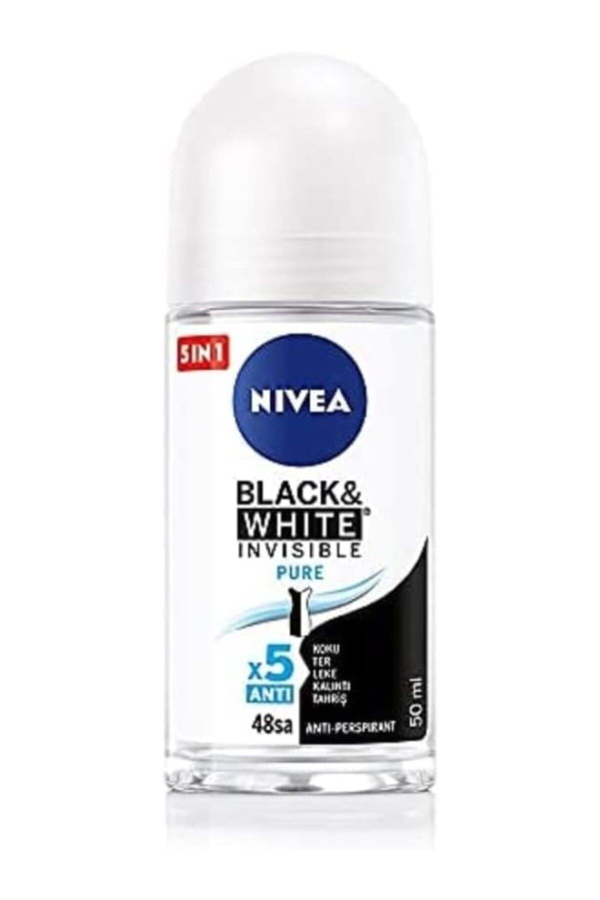ShopZum Kadın Roll On Deodorant Black &Amp; White Invisible Pure 48 Saat Anti-Perspirant Koruma (50 Ml)