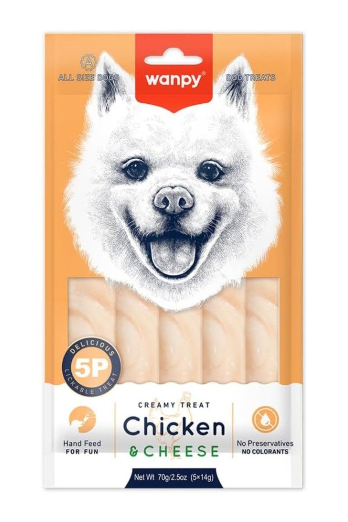 ShopZum Wanpy Tavuklu Peynirli Krema Köpek Ödülü 5 X14 Gr