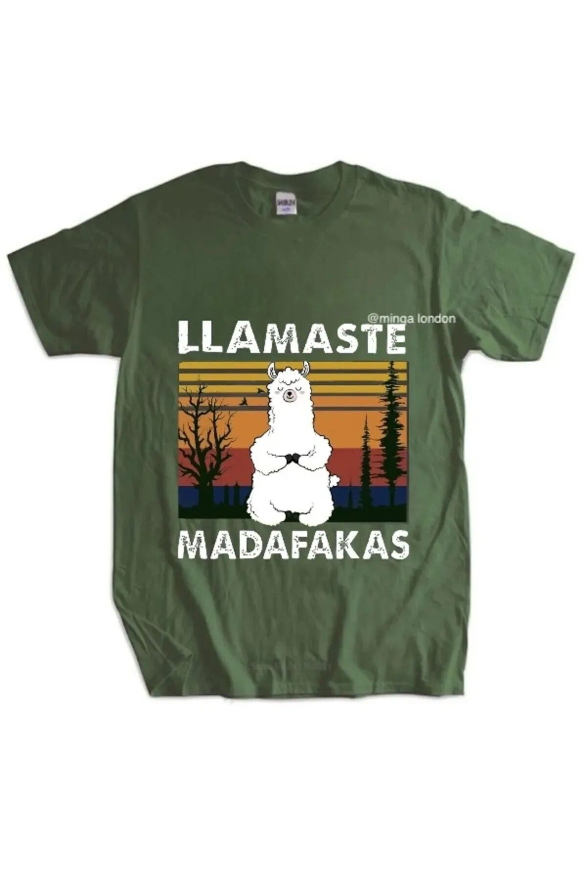 DEEFWEAR Llamaste Madafakas Haki Rengi Ön Baskılı Oversize T-shirt