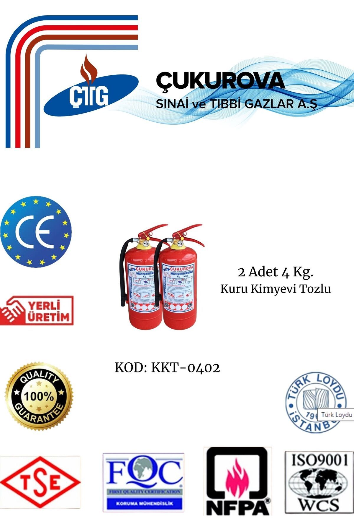 CTG 2 Adet Yangın Söndürme Tüpü/4 Kg Kuru Kimyevi Toz/Ticari Araçlar/Minibüs/Transit/Panelvan/Kamyonet