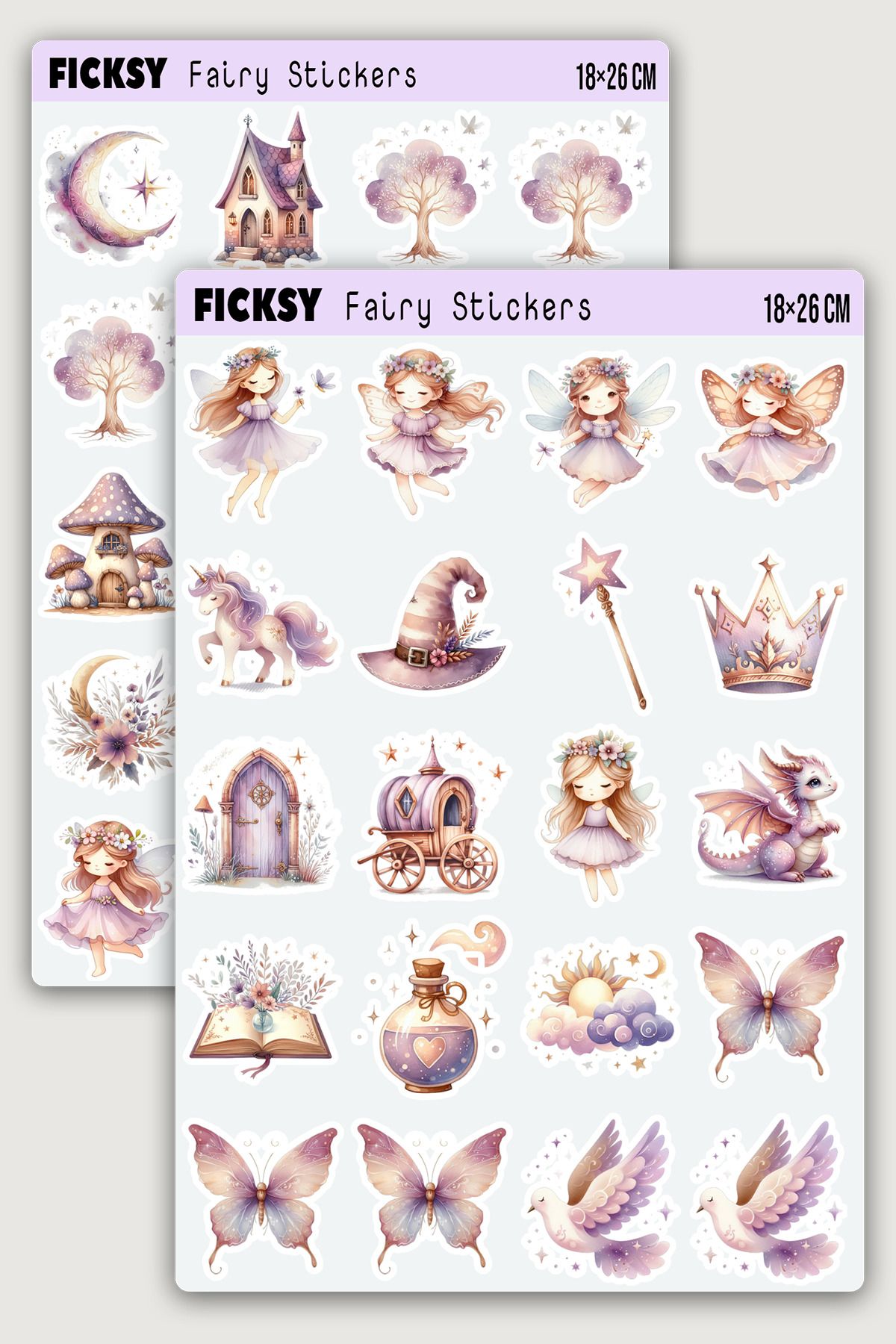 Ficksy Sevimli Peri Sticker Seti - 40 Adet Etiket Çıkartma