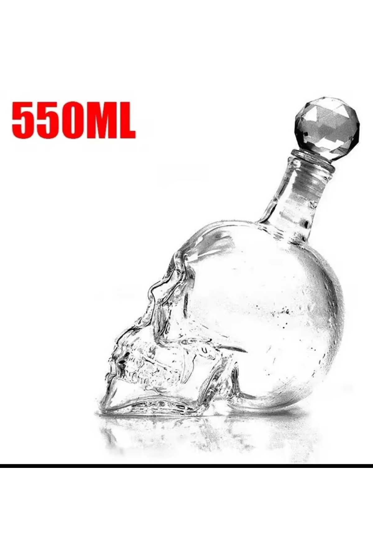 MRShopping MR Crystal Head Kuru Kafa Cam Şişe El Yapımı Kuru Kafa Sürahi İçki Şişesi (550 ml)