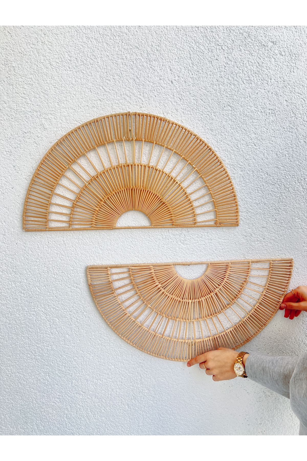 KaiHome Rattan/Bambu Duvar Süsü / Bohem Duvar Süsü 59X30