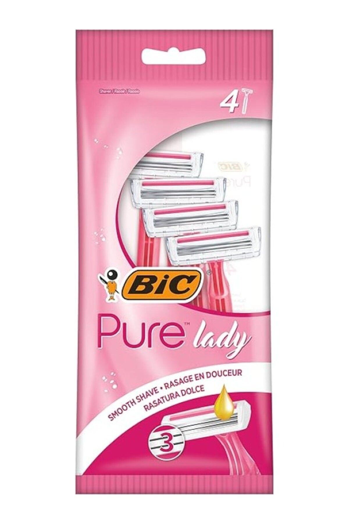 ShopZum Pure Lady Kadın Tıraş Bıçağı 4&apos;lü Poşet (3 BIÇAK), Aloe Vera Ile Zenginleştirilmiş