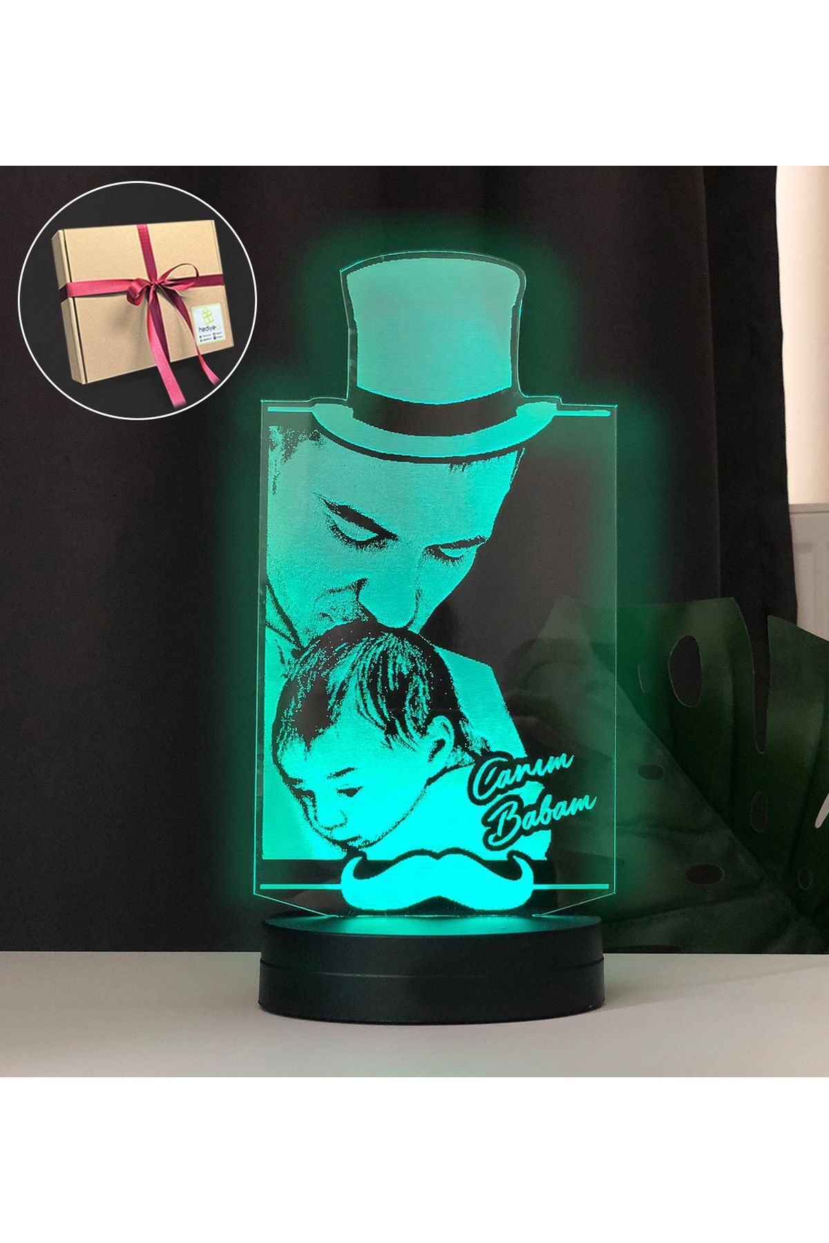 SerenityHaven Babalara Özel Resimli 3d Led Gece Lambası