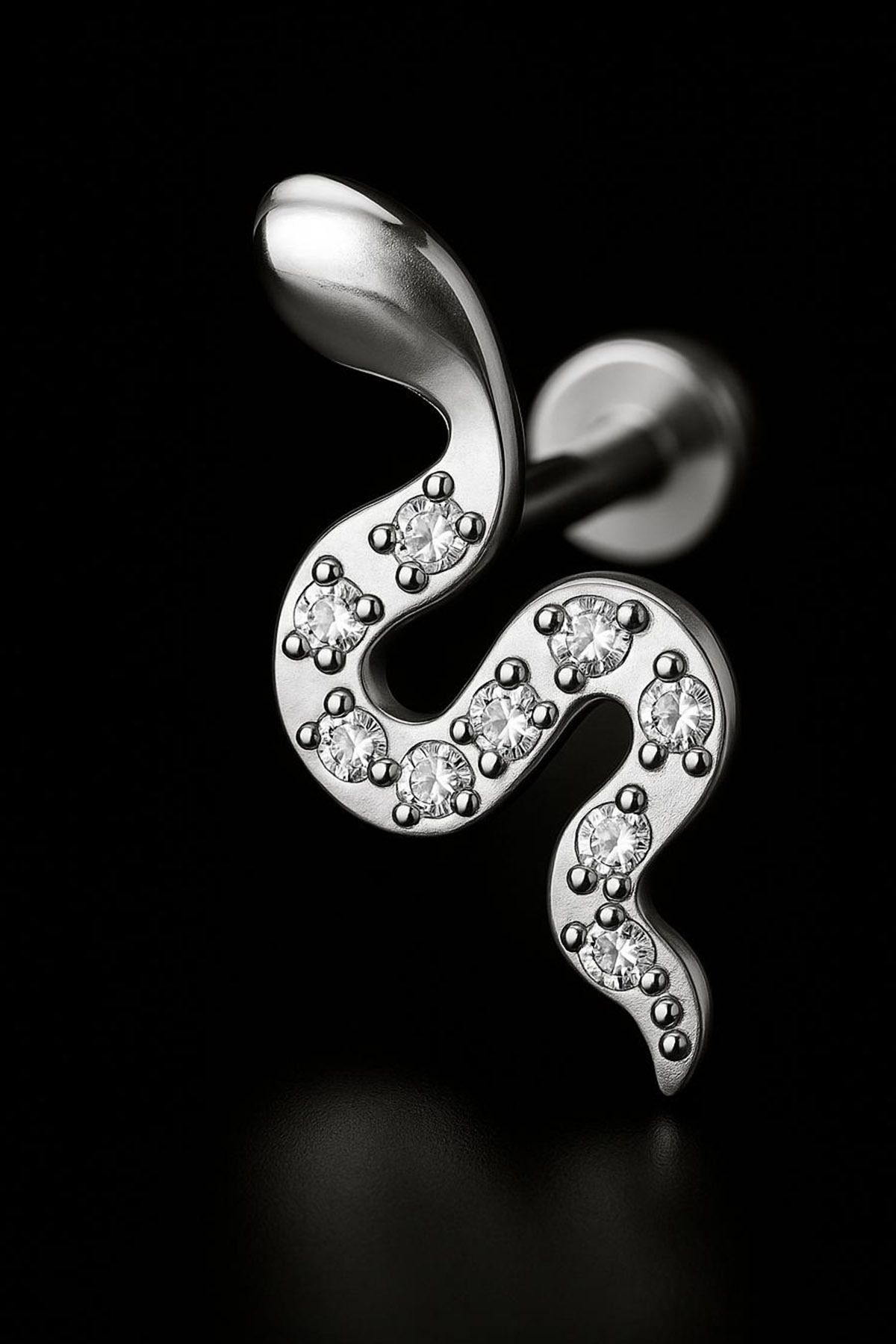 depozoom Titanyum Flatback Tragus Helix Conch Flat kıkırdak ZİRKON Piercing 100%TT-20