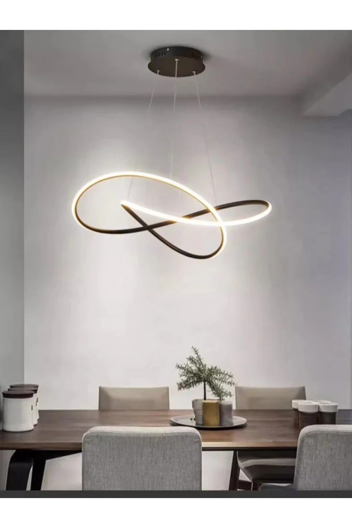 Lenart Lighting Yüksek Aydınlatmalı Sarkıt Model Led Avize, Kumandalı, 3 Renk Aydınlatmalı, Salon Avizesi