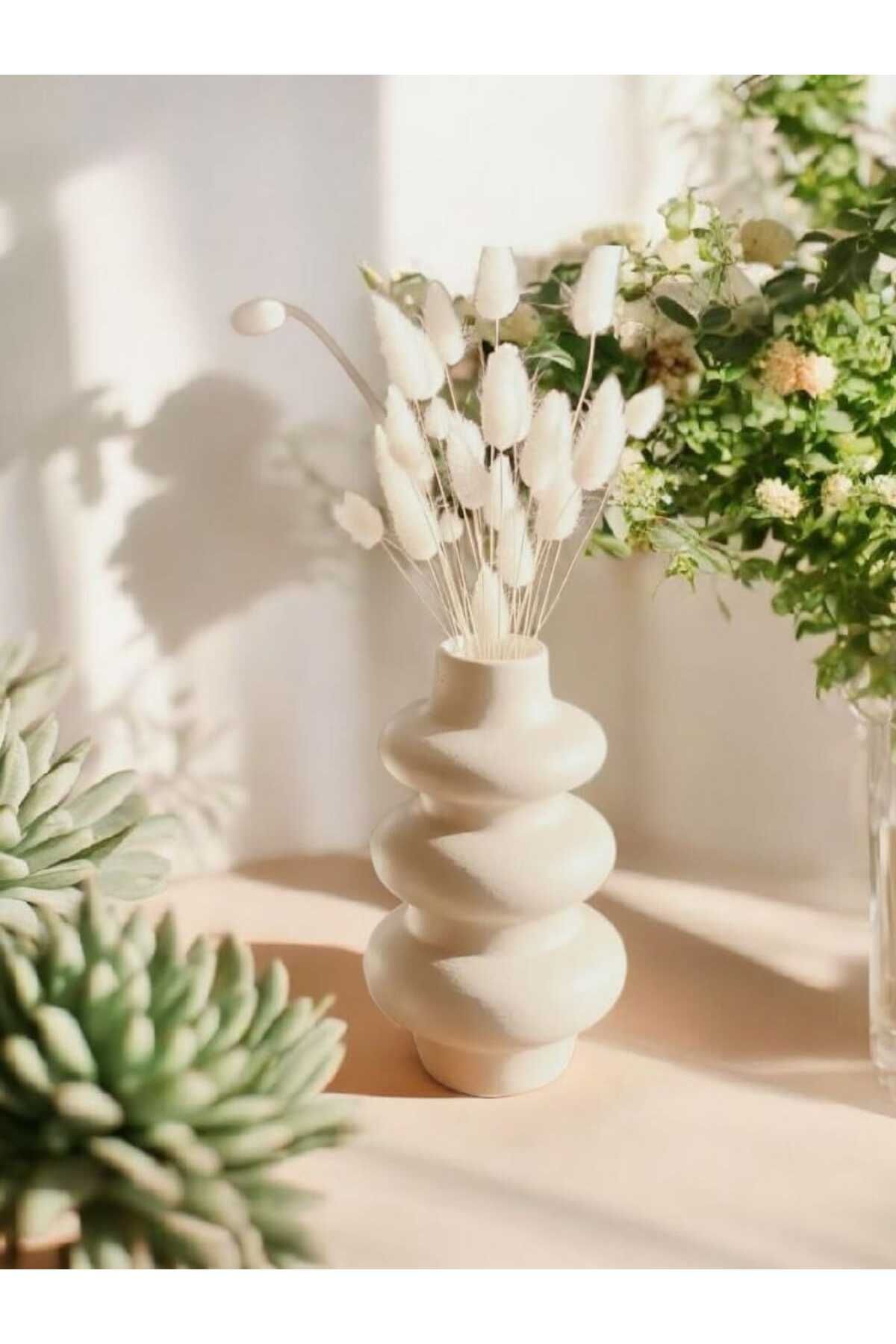 AYŞEM Hediyelik Modern Minimal Beyaz Dekoratif Vazo Biblo Obje
