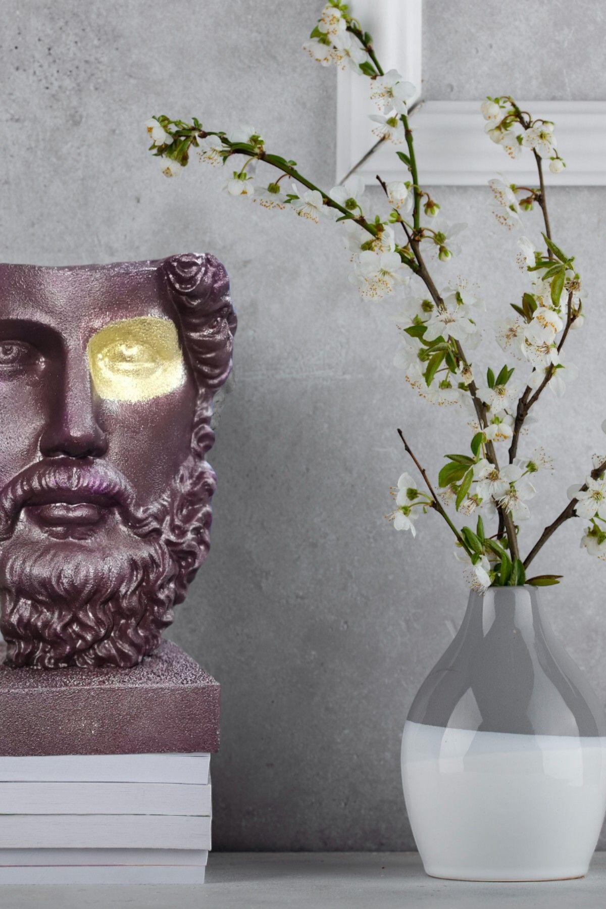 FS CANDLE & HOME Decoration - Accesories Sonsuzluğun Yüzü (Visage d'Éternité) - Dekoratif ve Hediyelik Beton Antik Yüz Heykeli