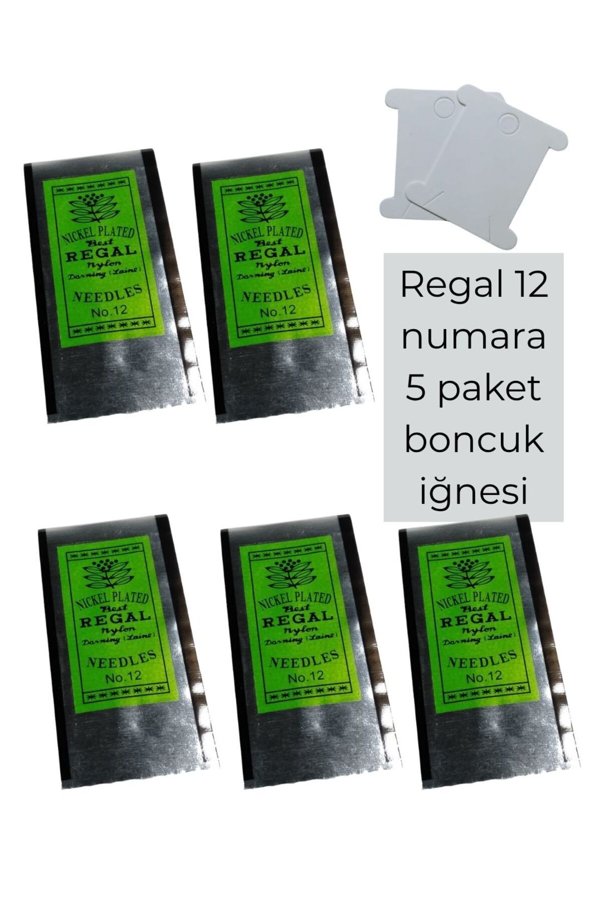 Eskişehir hobi sanat Regal 12 Numara 5 Paket 4 Cm Silver Kum Boncuk Miyuki Iğnesi Ve 2 Adet Iplik Sarma Kartı