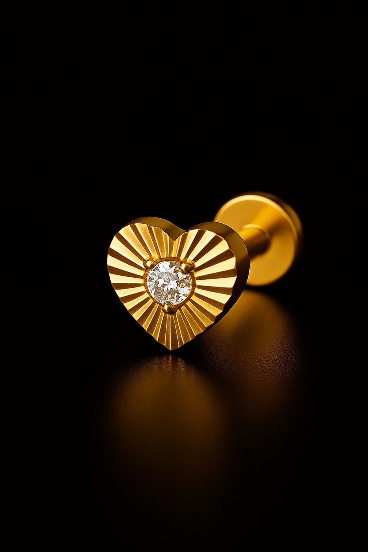 depozoom Titanyum Flatback Tragus Helix Conch Flat kıkırdak ZİRKON Piercing 100%TT-20