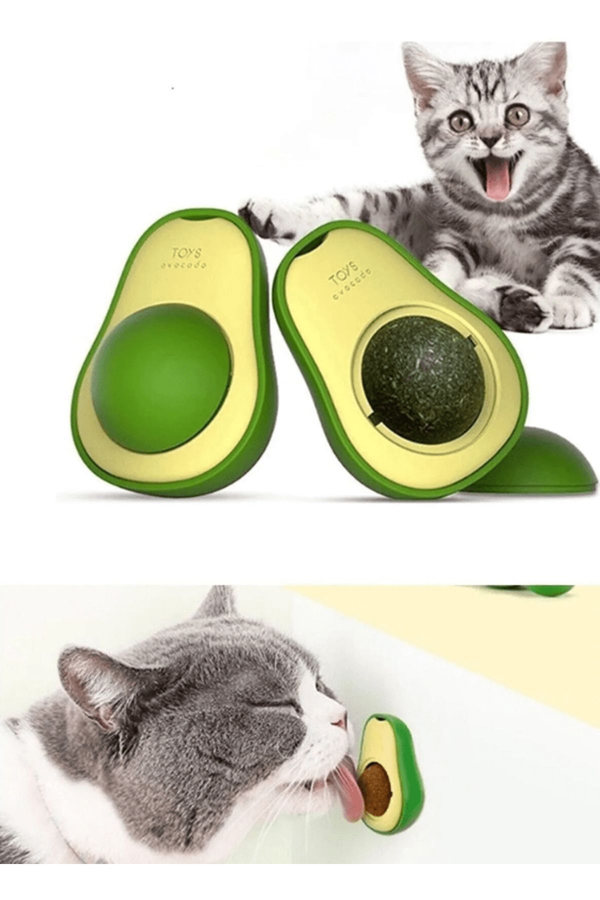merland benvecocuk Avokado Şeklinde Catnipli Doğal Kedi Yalama Topu 6 Cm